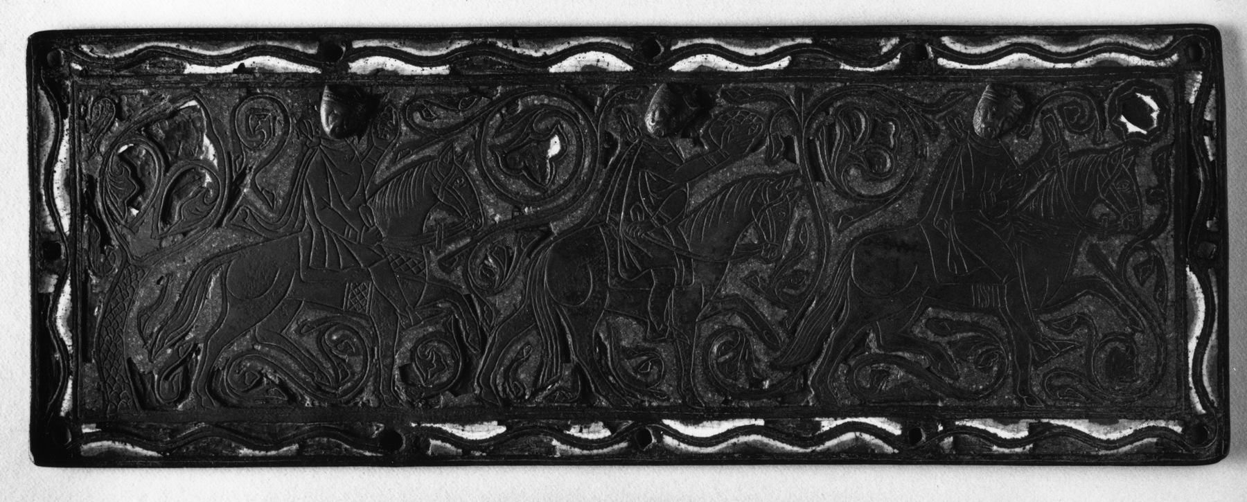 Image for Plaque from reliquary (rectangular); Three horsemen;three magi
