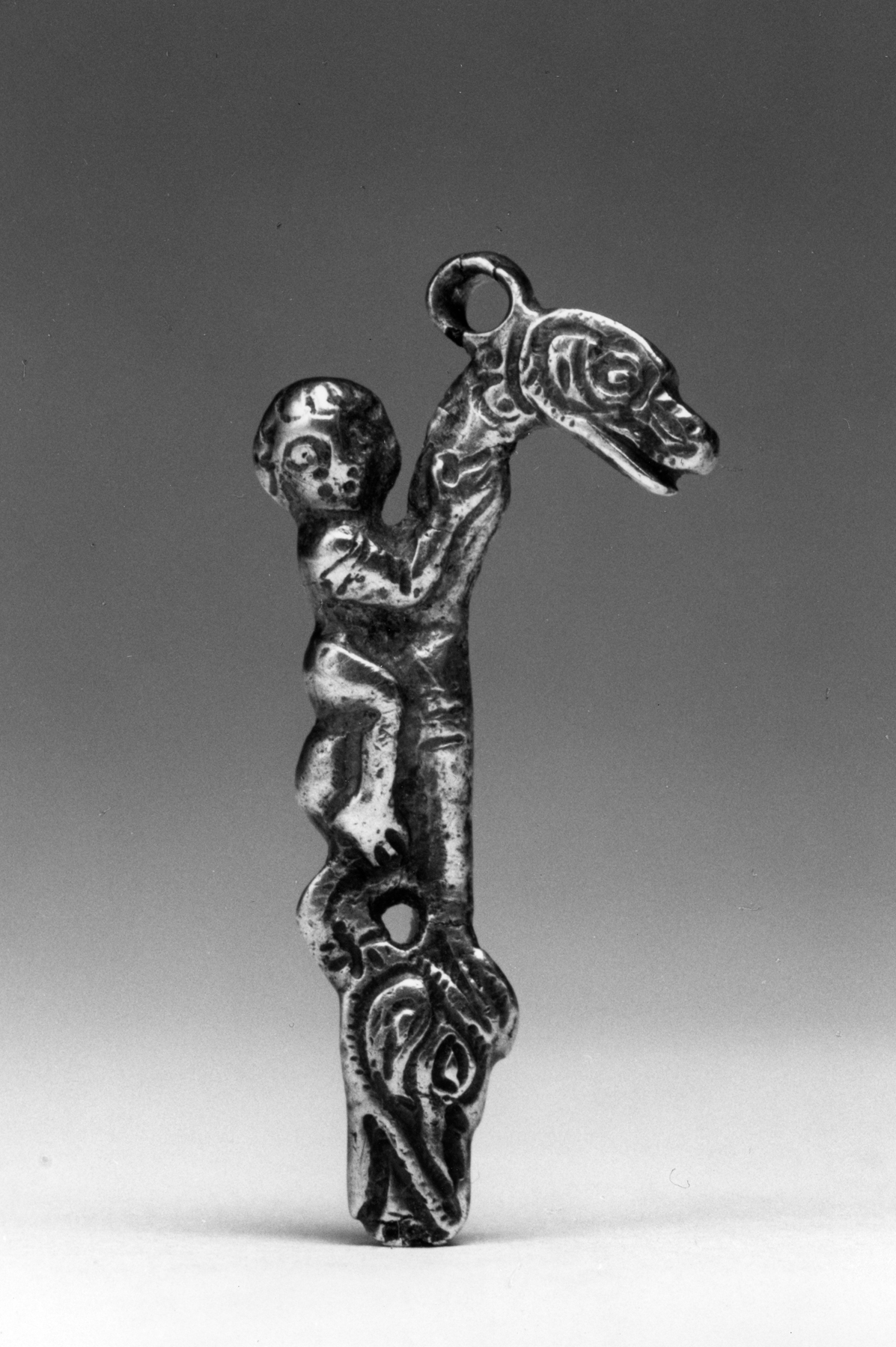 Image for Silver pendant with boy riding a dragon