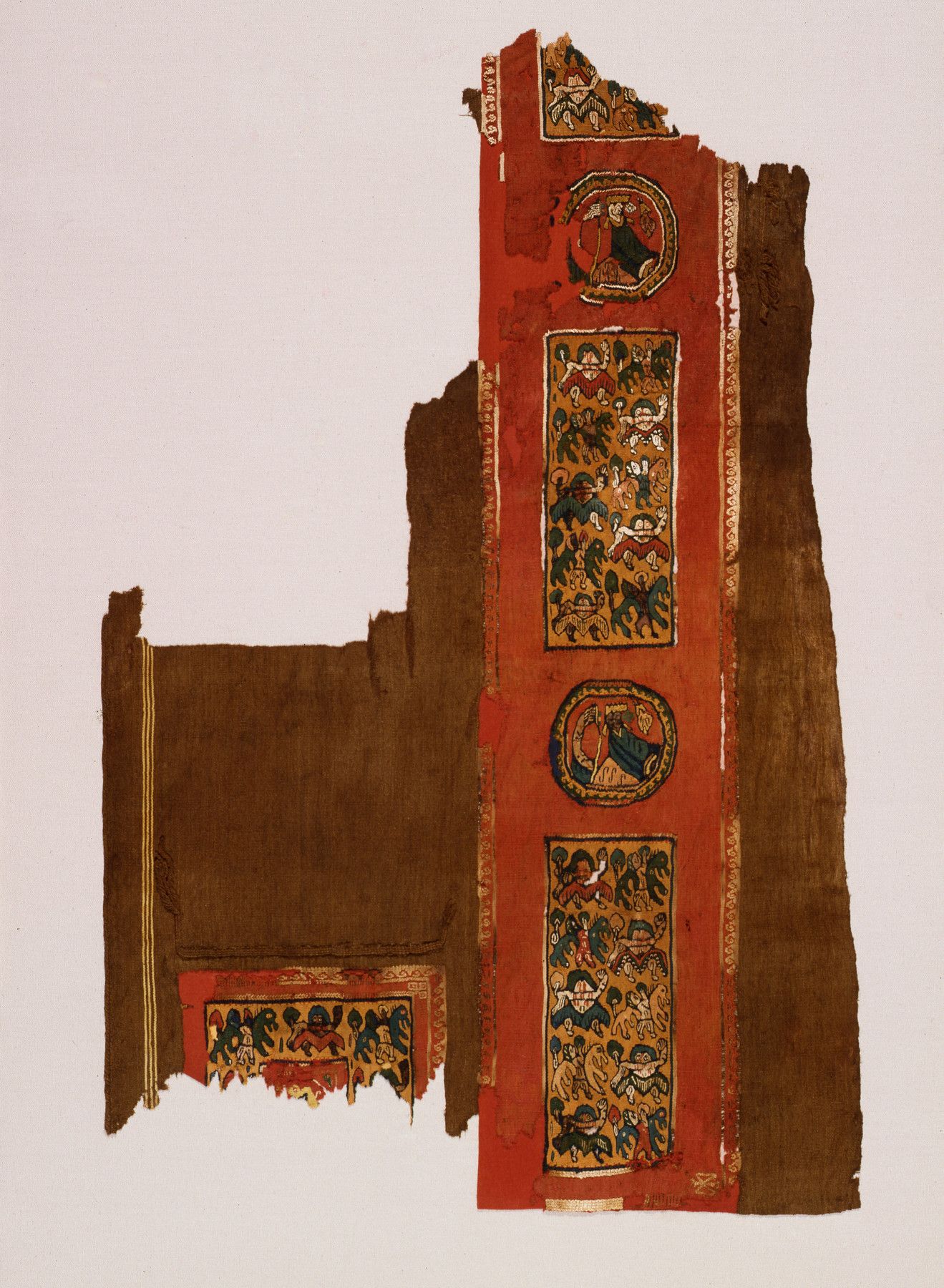 Image for Textile Panel with Busts of Kings in Roundels, and Horsemen and Dancers in Rectangles