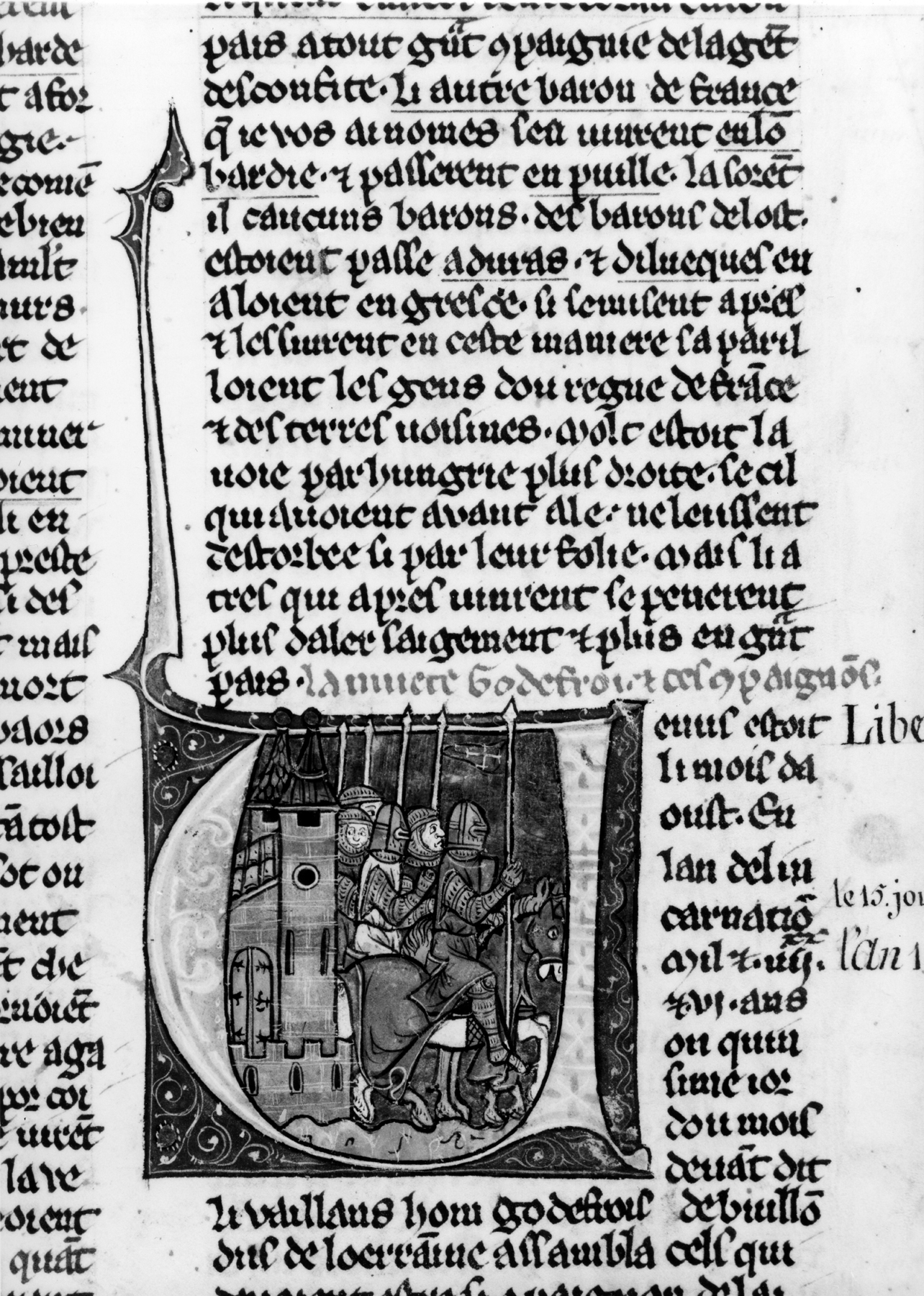 Image for Initial V with Godefroy de Bouillon and Four Knights
