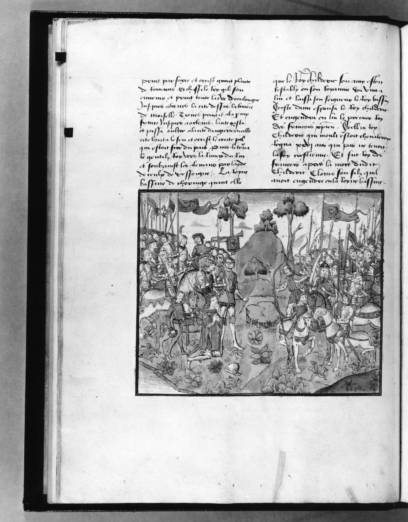 Image for Leaf from Chroniques des Rois de France: Conversaion of Clovis in Battle Against Alemanni