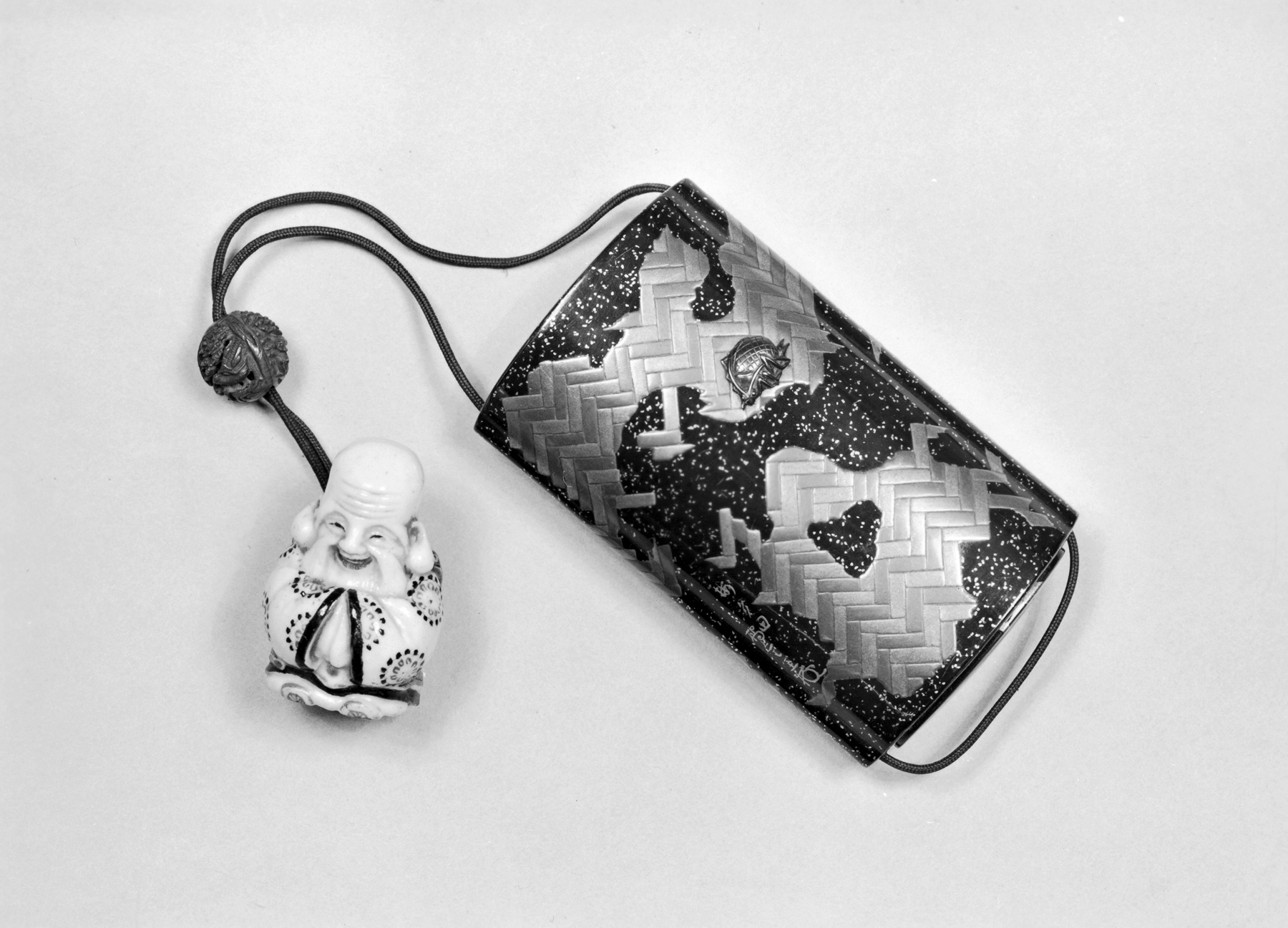 Image for Inro with Crickets Among Basketwork Fragments, and Netsuke
