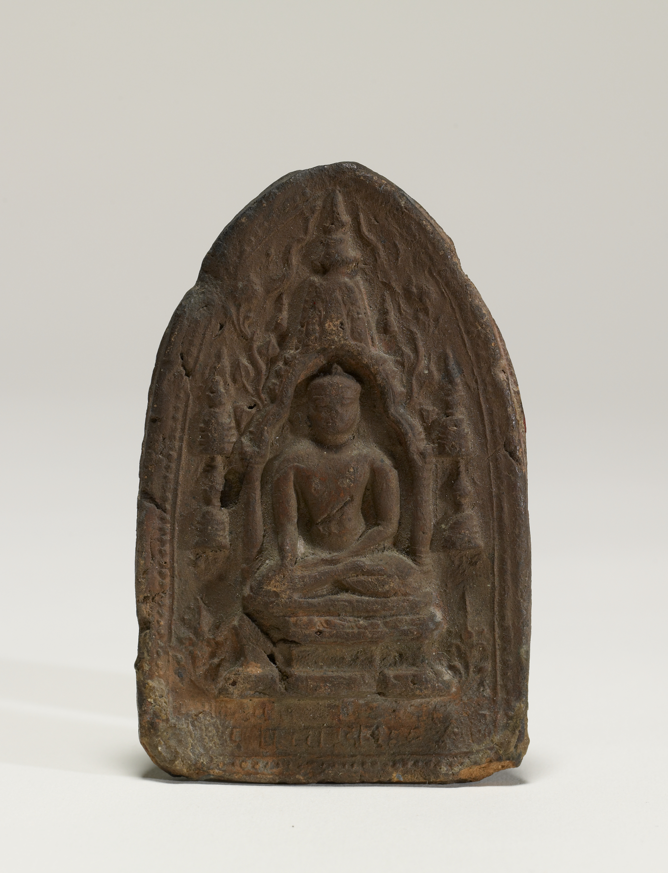 Image for Votive tablet; Showing Sakyasima Statue at Bodhgaya