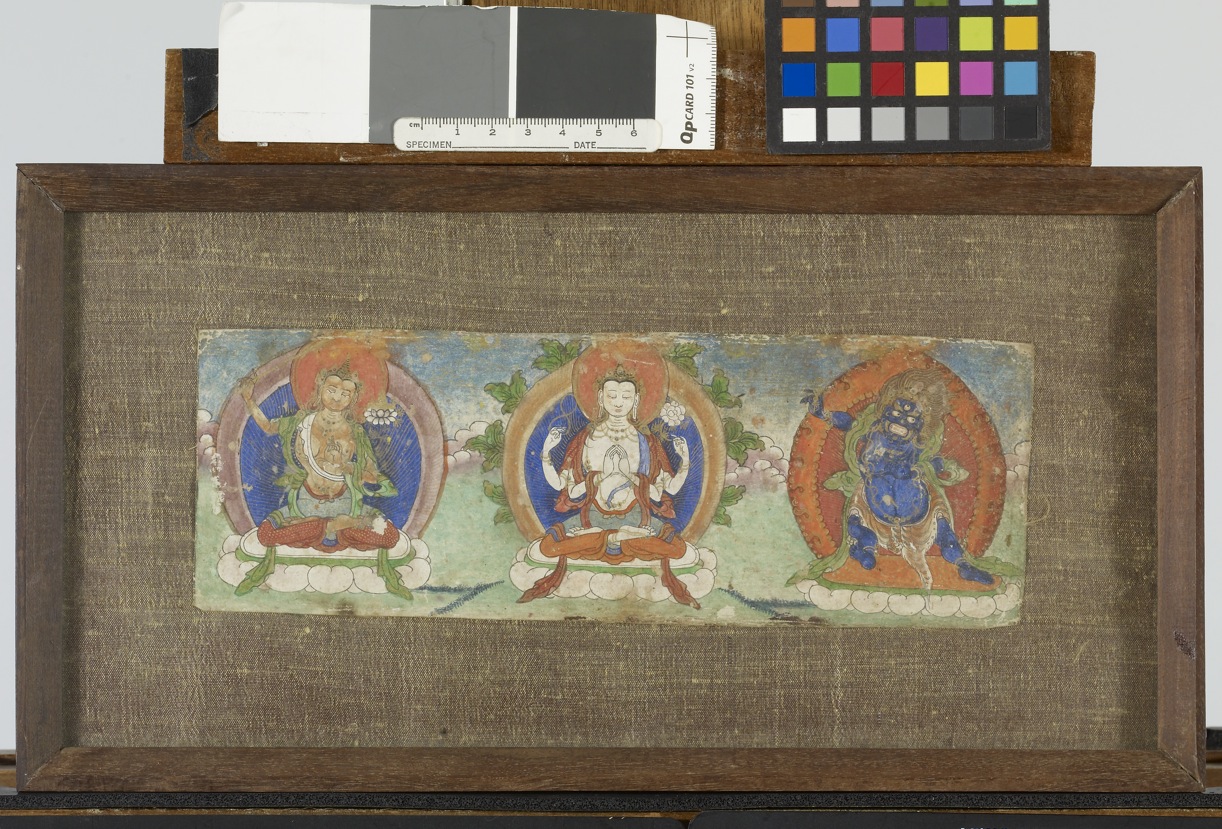Image for Manuscript Leaf with Three Buddhist Dieties