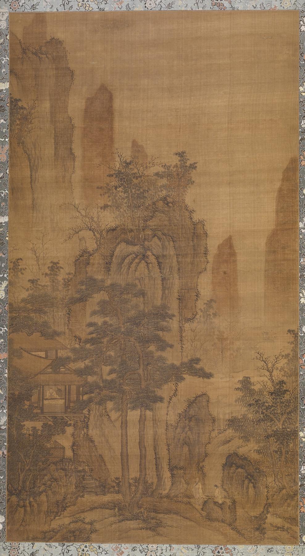 Image for Mountain Landscape with Scholar in a Pavilion and Two Figures Approaching