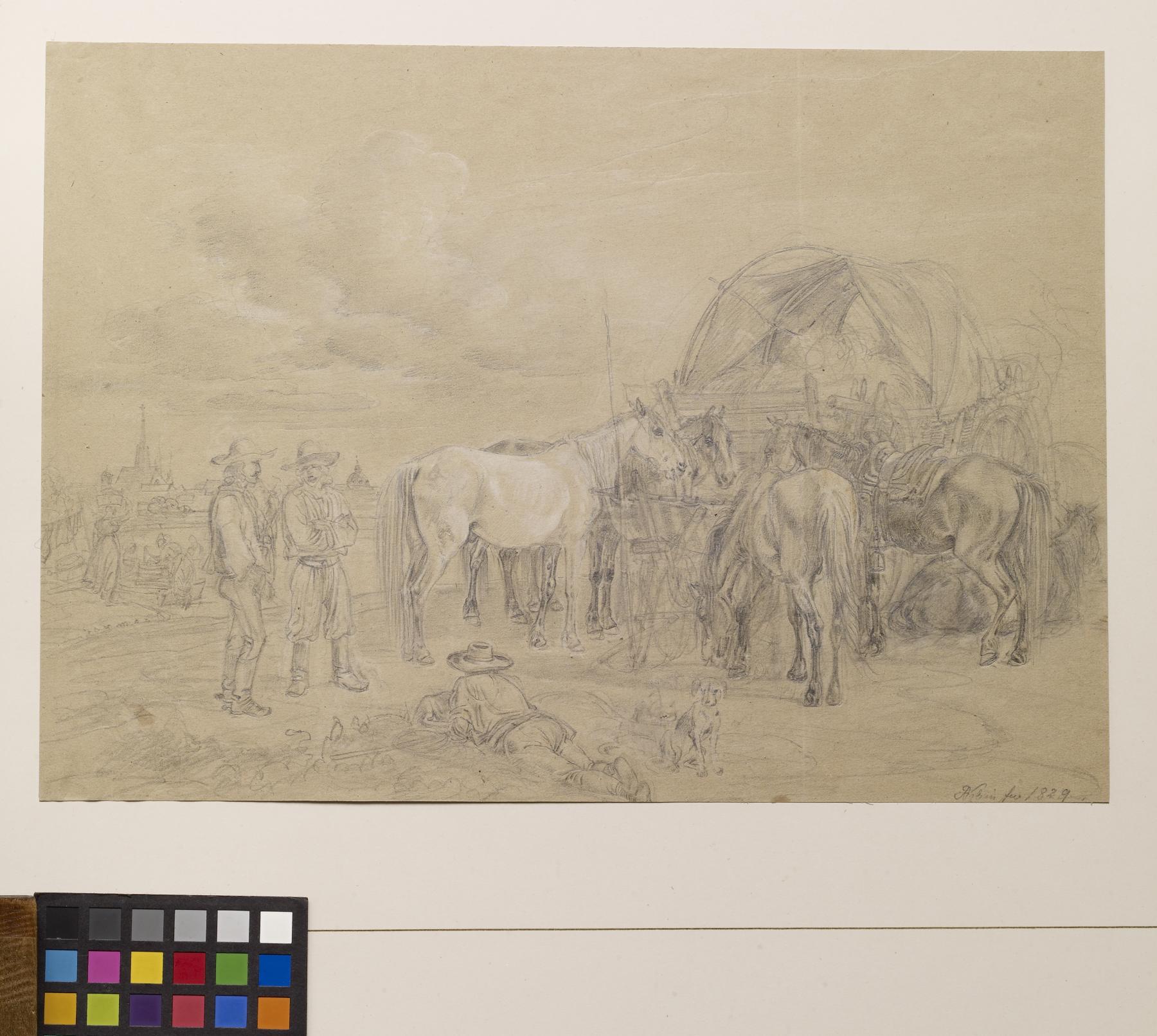 Image for Peasant and Horses with Wagon