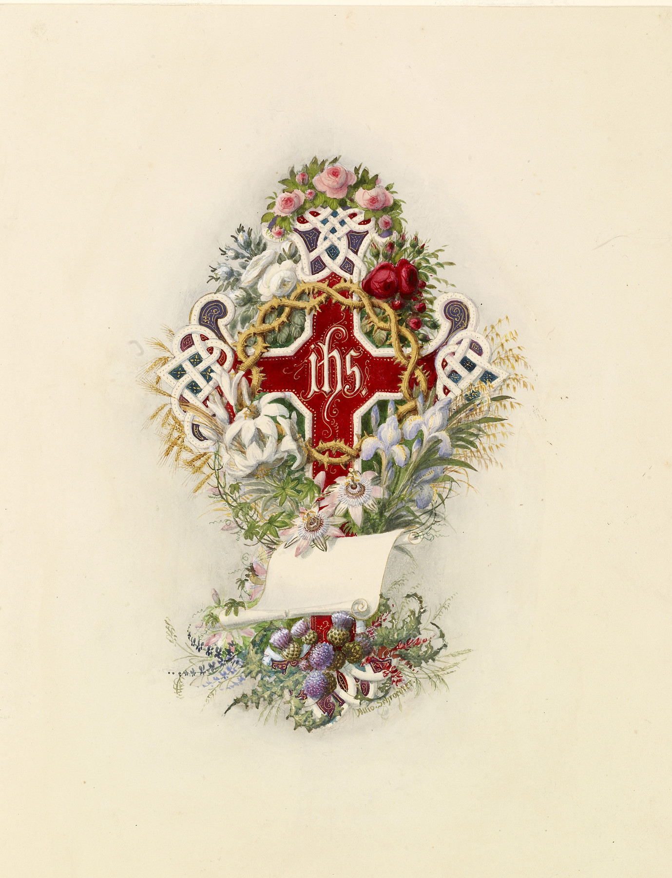 Image for Cross And Crown Of Thorns And Flowers