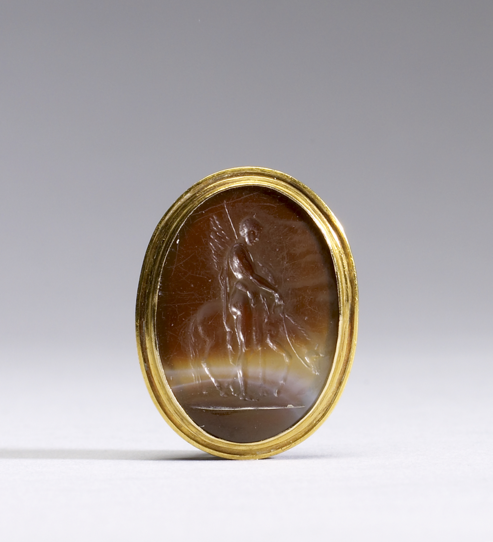 Image for Intaglio with Bellerophon and Pegasus Set in a Mount