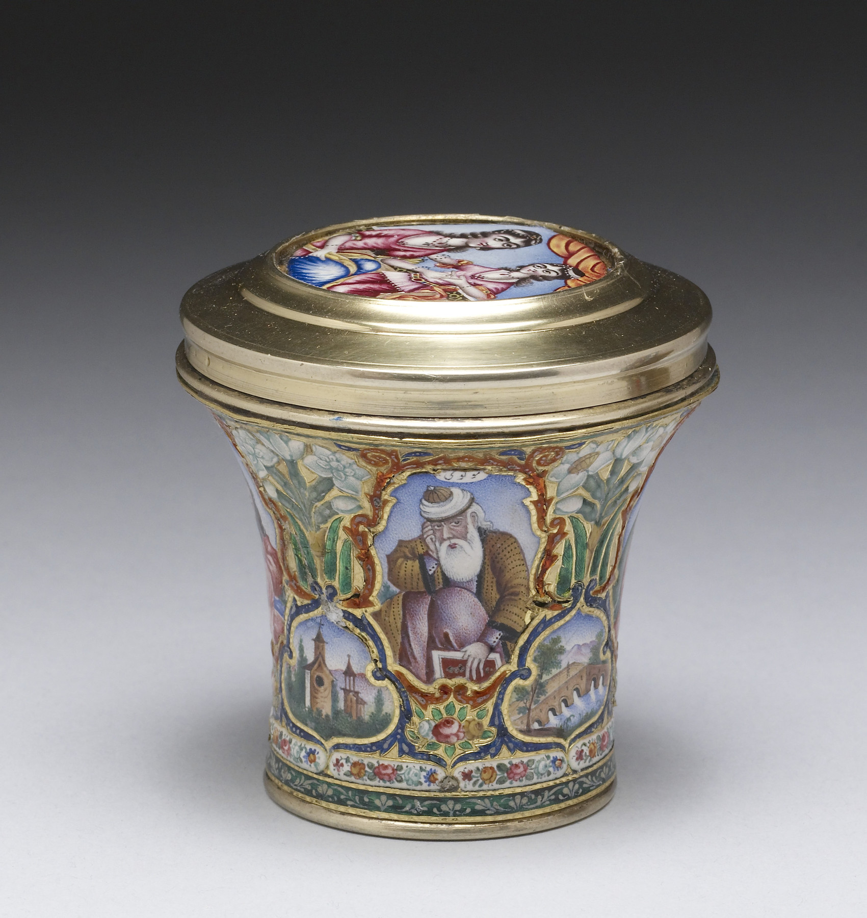 Image for Water Pipe Bowl and Cover with Scenes from Persian Romances