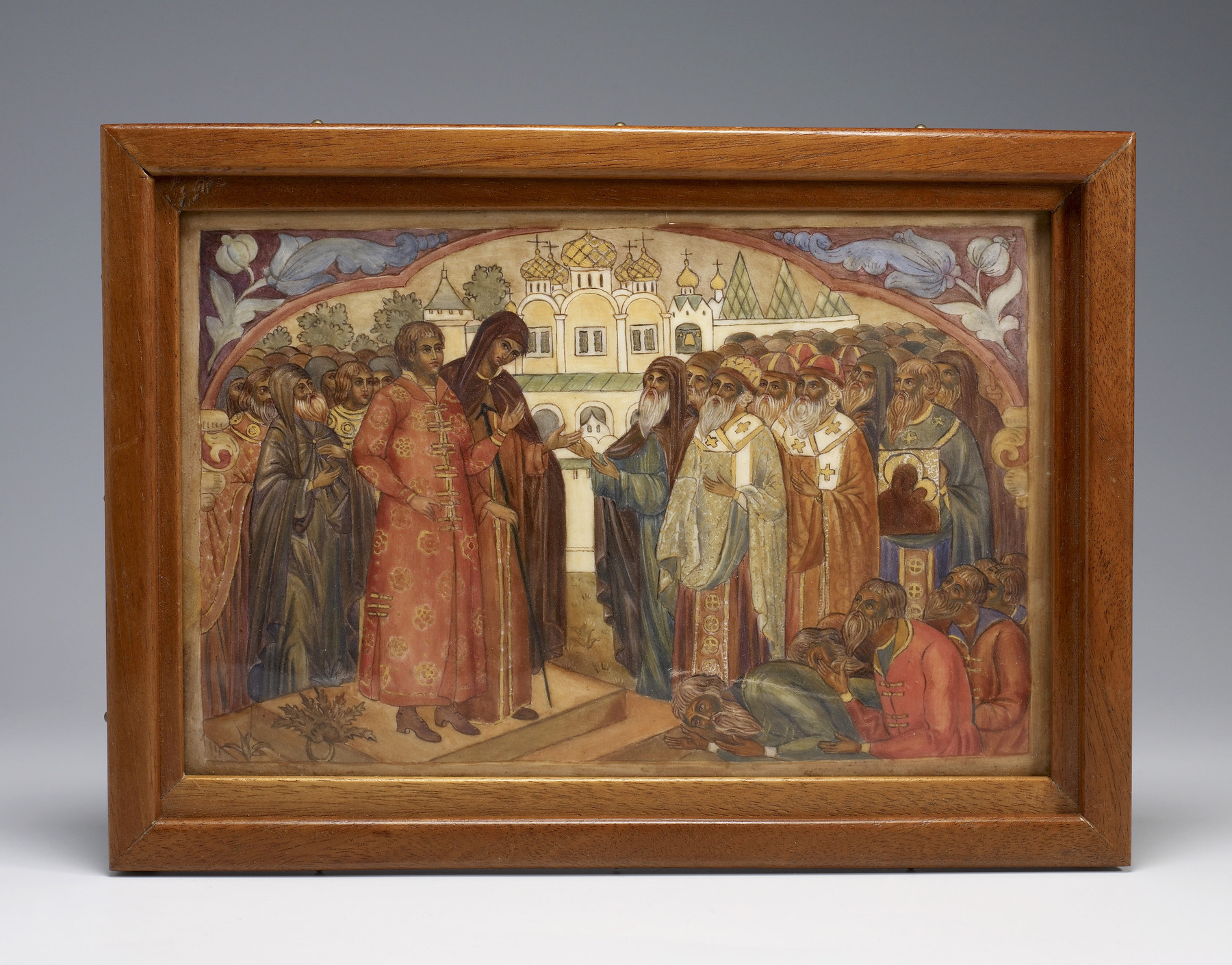 Image for Painted Plaque with a Scene of the Church Elders Informing Michael of His Election as Tsar