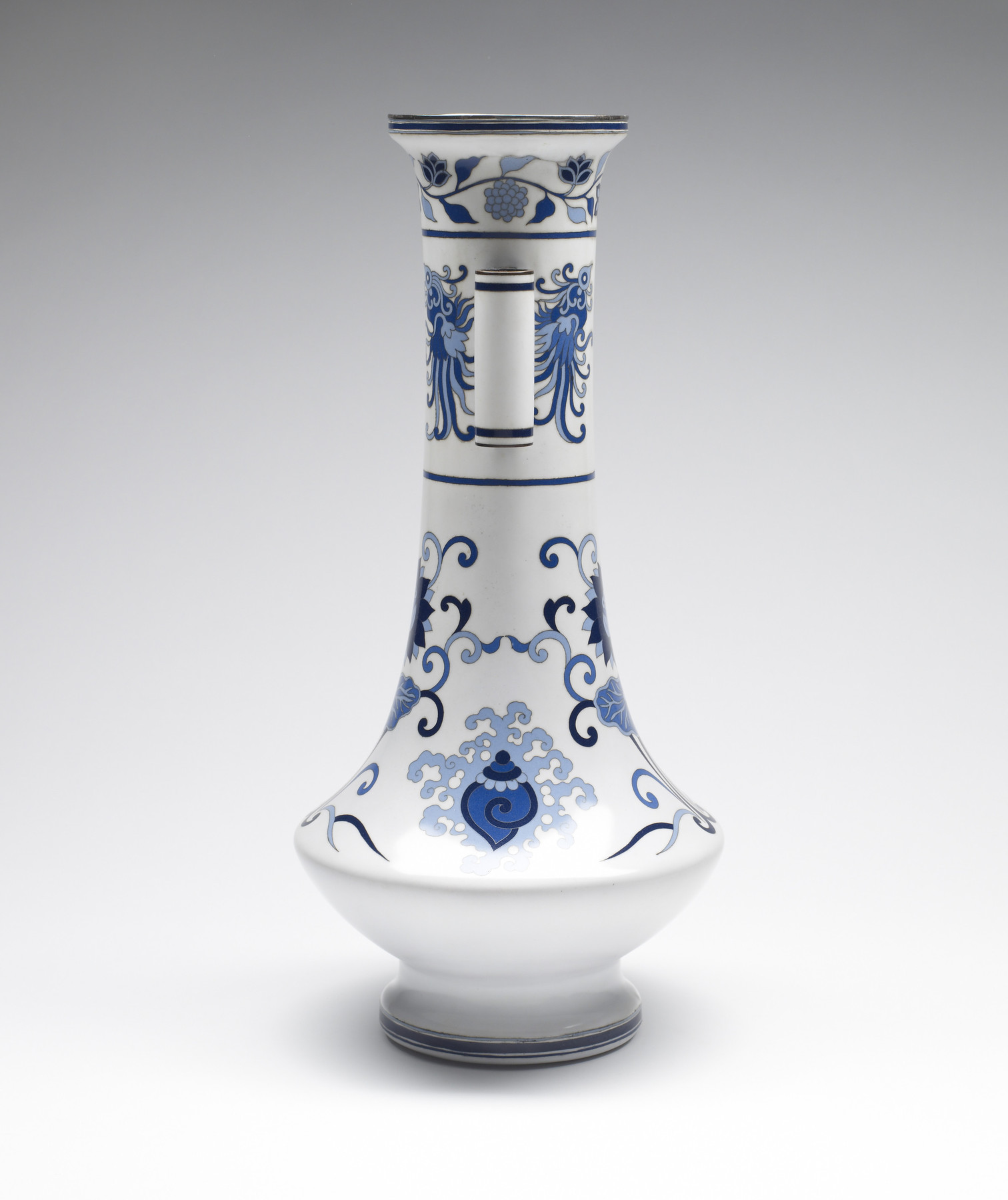 Image for One of a Pair of Vases Decorated with Blue and White Ceramic Designs