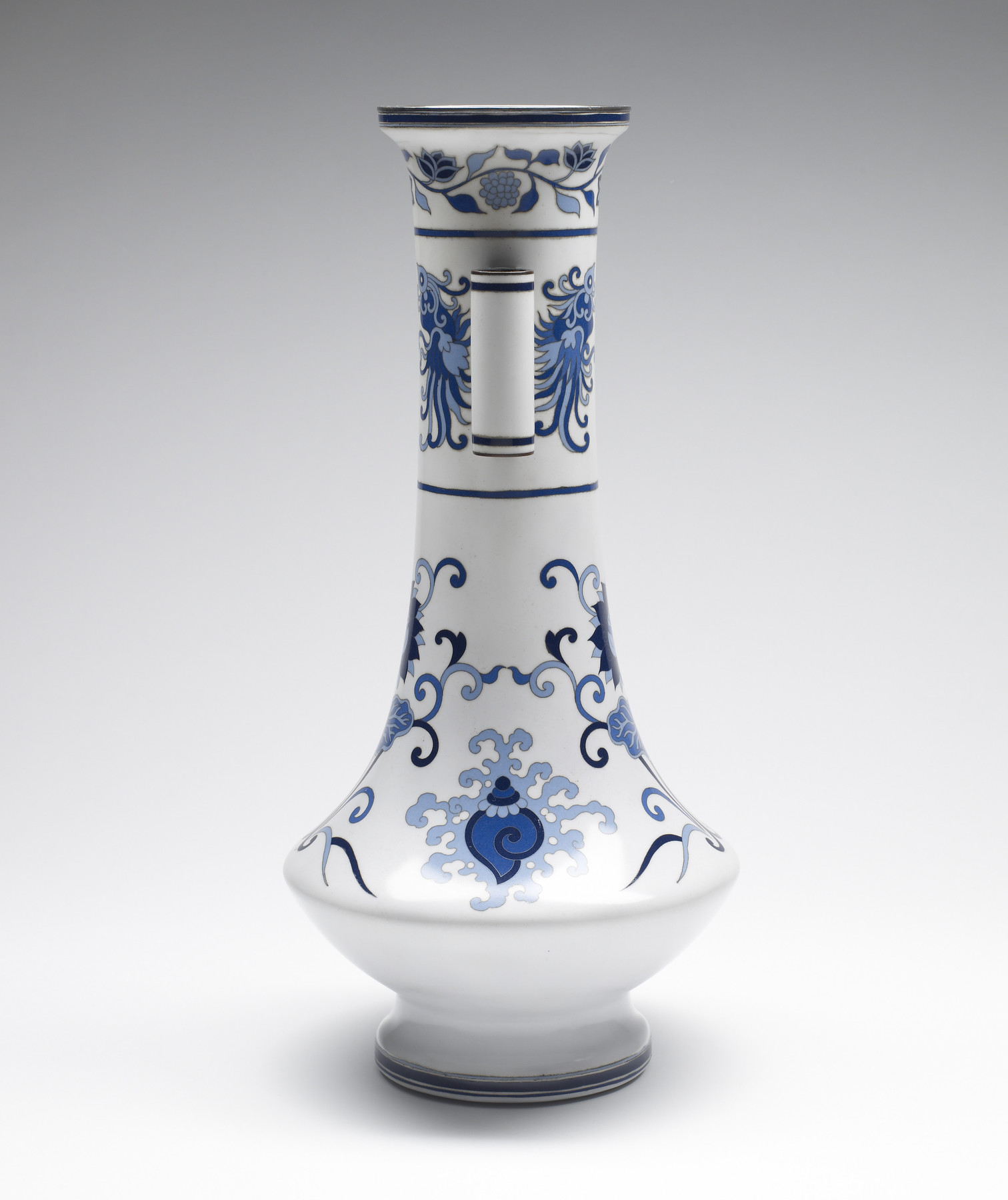 Image for One of a Pair of Vases Decorated with Blue and White Ceramic Designs