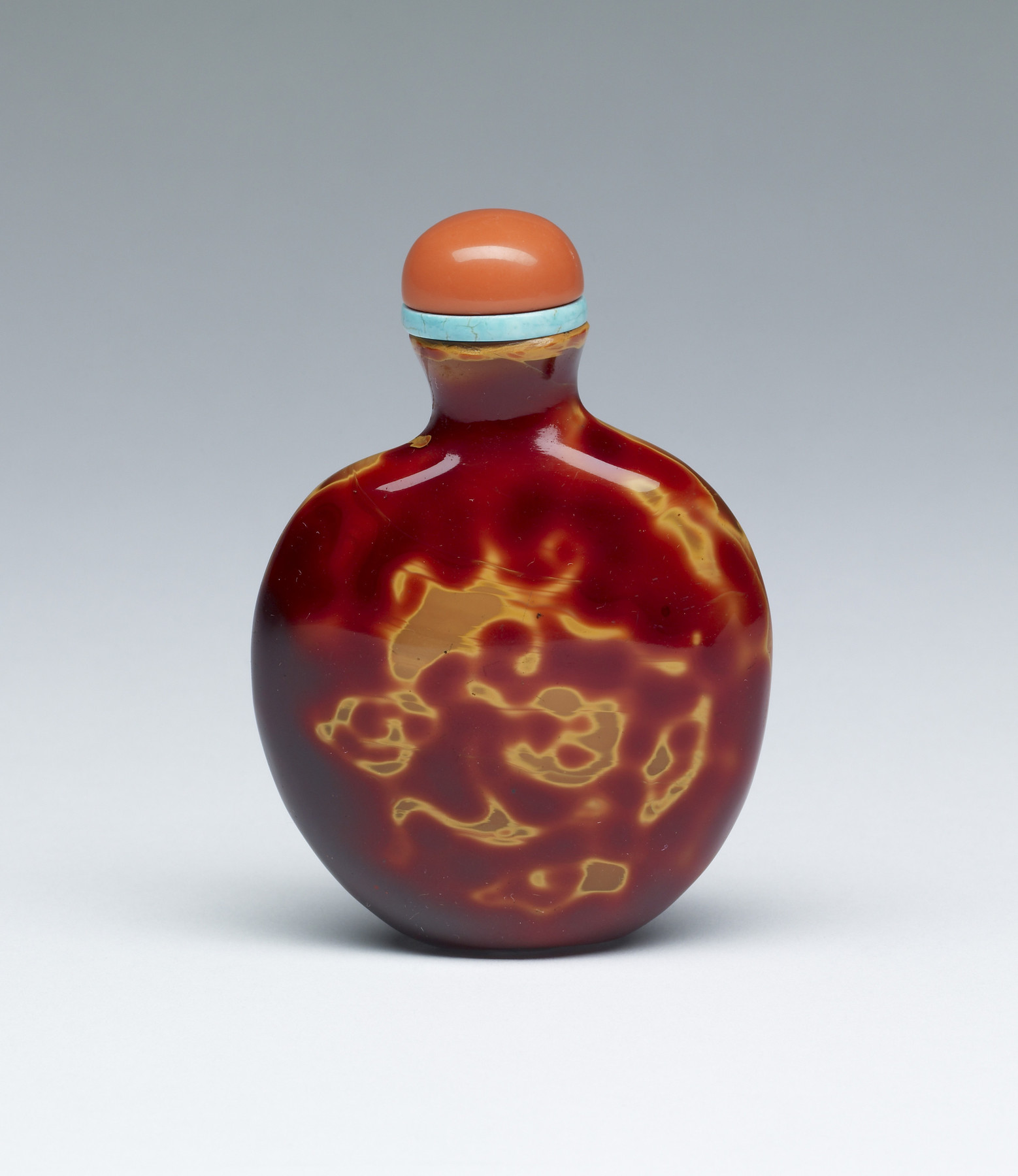 Image for Snuff Bottle with Dragon-like Forms, in Imitation of Carnelian