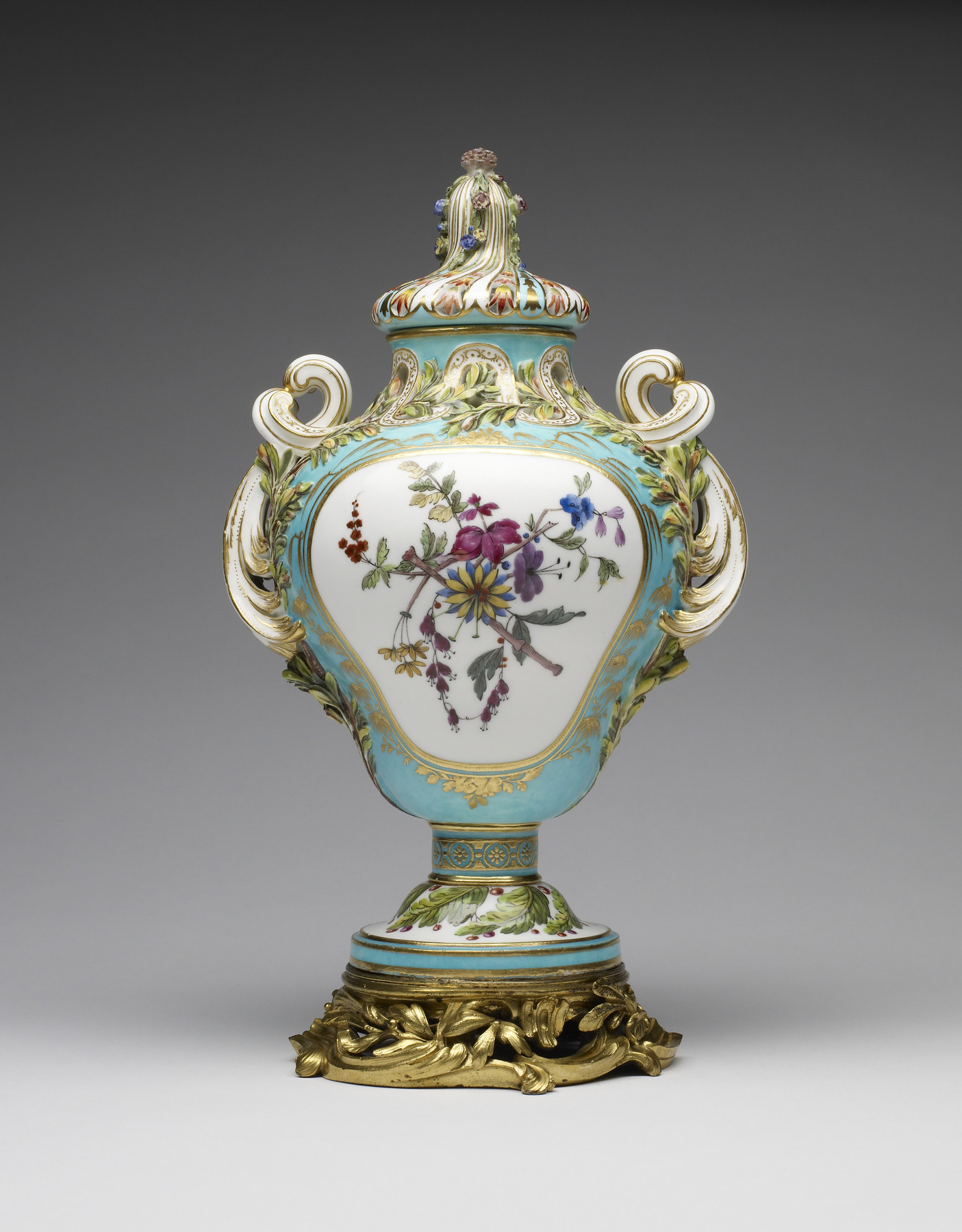 Image for One of a Pair of Potpourri Vases (Vase pot pourri feuilles de mirte)