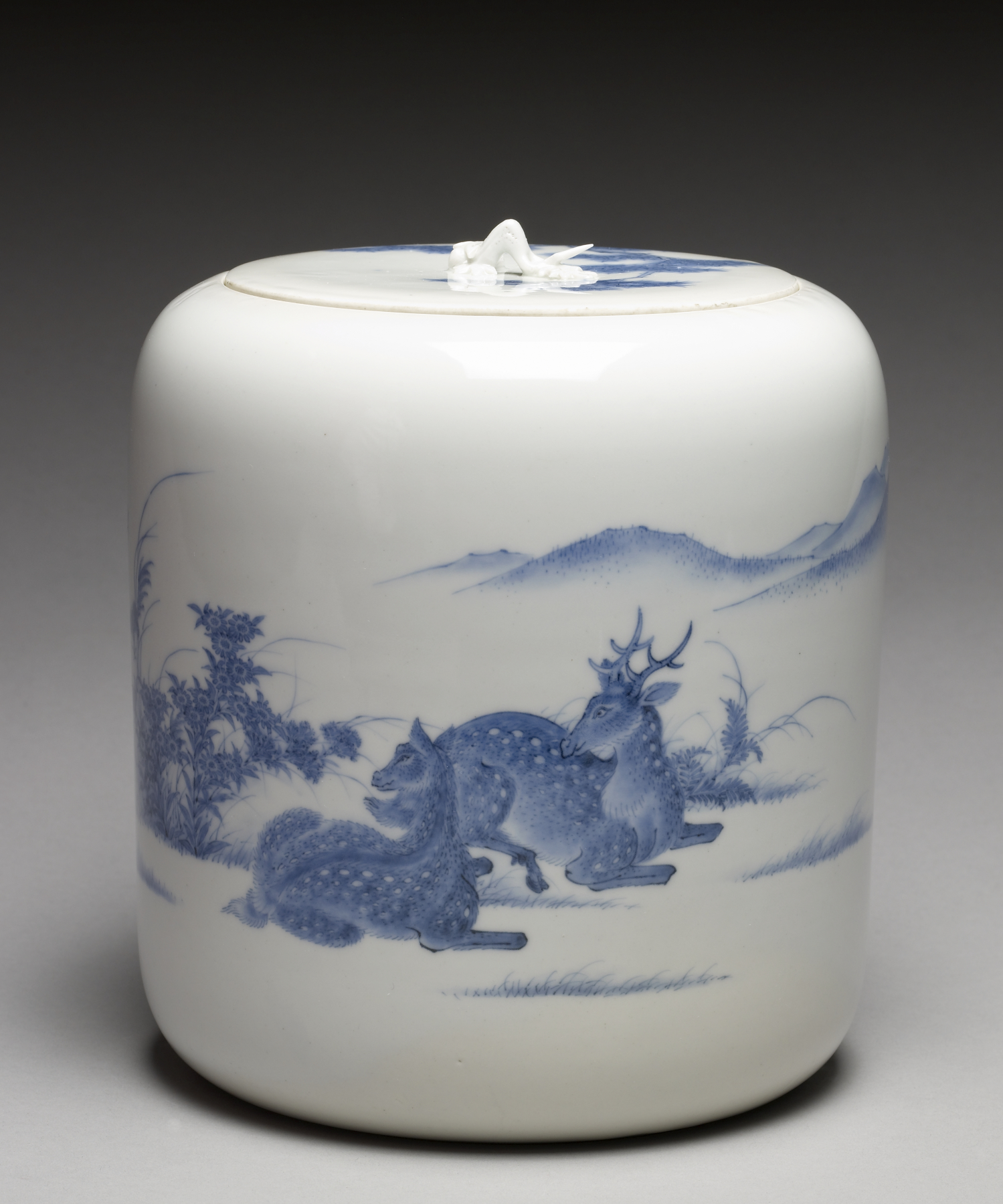 Image for Fresh Water Jar ("Mizusashi") with Deer under Maple Trees