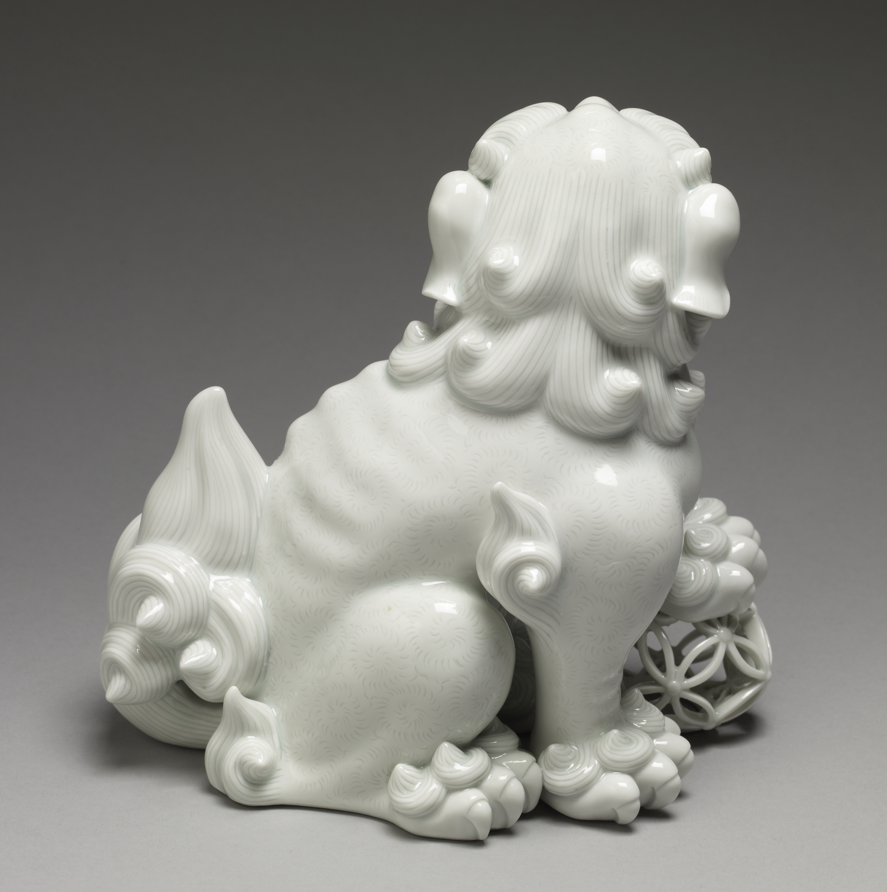 Image for Figurine ("Okimono") of a Lion with a Ball