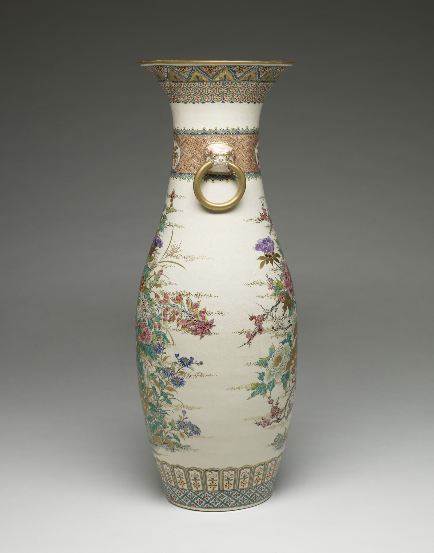 Image for One of a Pair of Vases with Spring and Autumn Floral Sprays