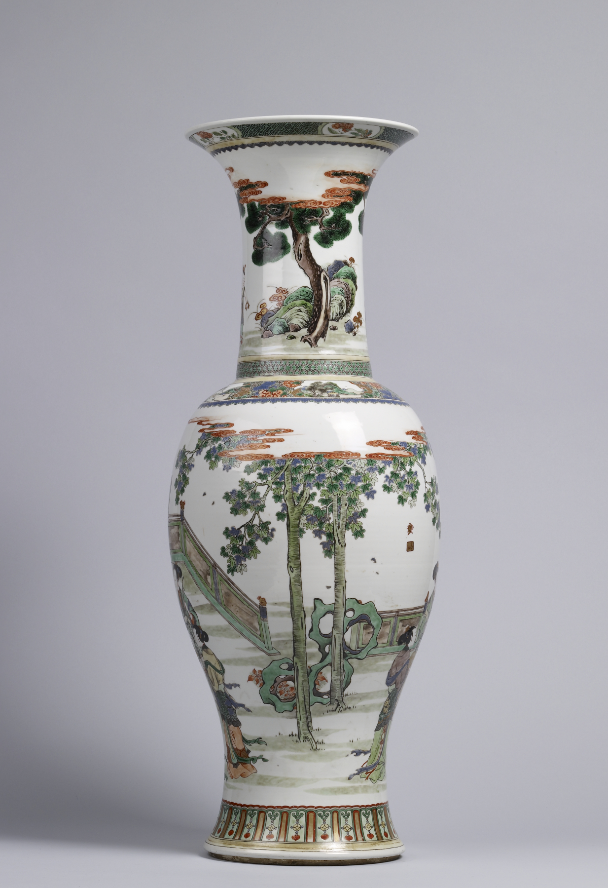 Image for Vase with Garden Scene and Three Star Gods