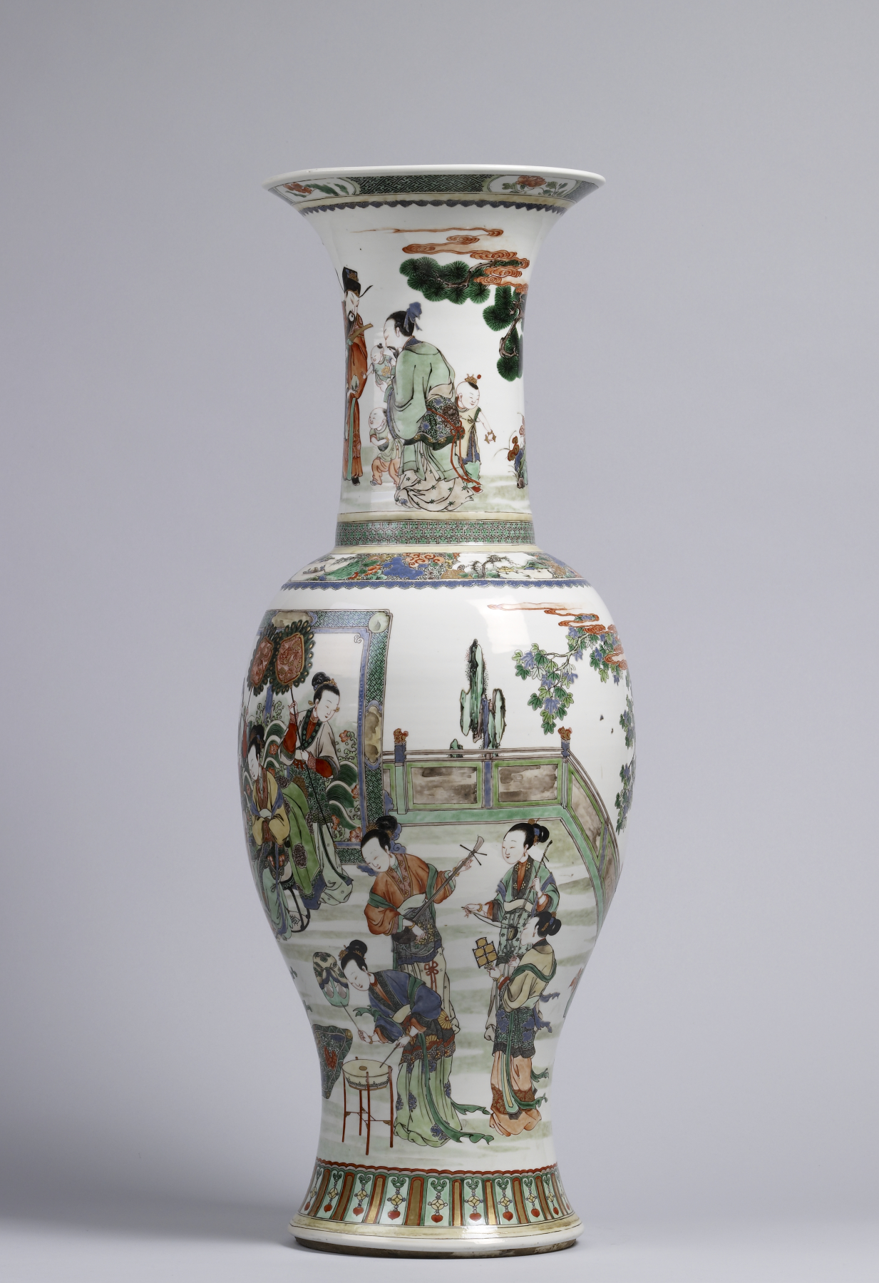 Image for Vase with Garden Scene and Three Star Gods