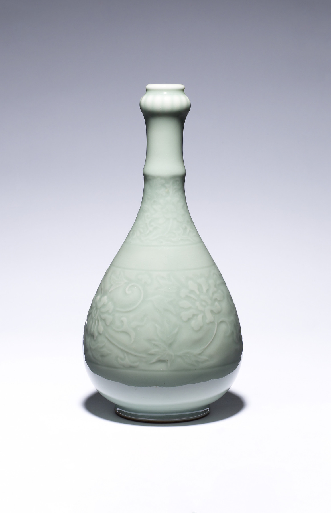 Image for Celadon Vase ("Kabin") with Lotus and Chrysanthemum Scrolls in Relief