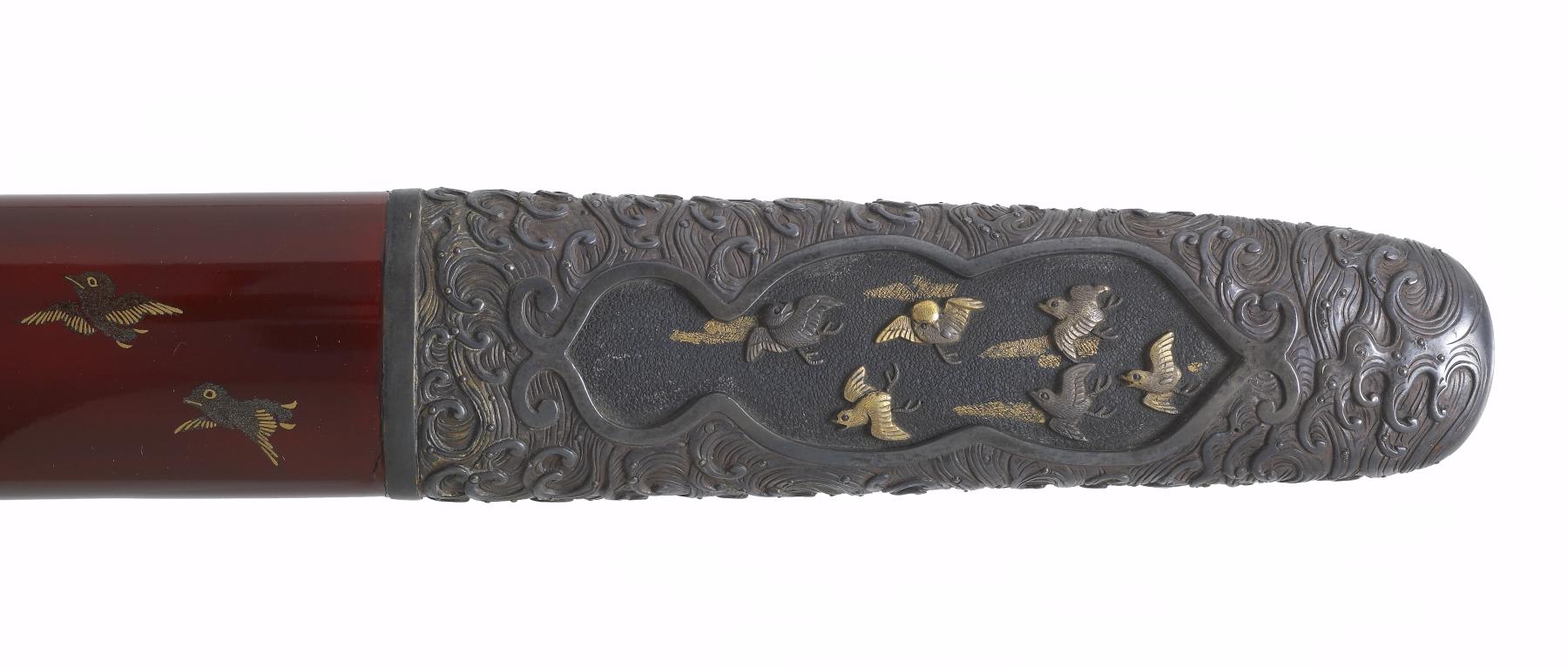 Image for Sword (katana) with a dark red lacquer saya and plovers in gold (includes 51.1212.1-51.1212.4)