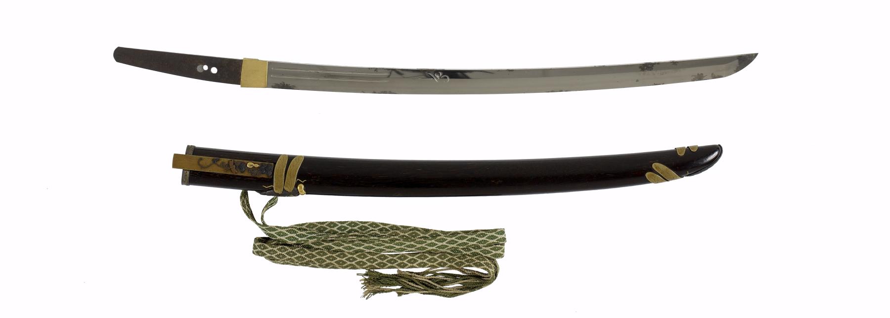 Image for Short sword (wakizashi) with stained wood saya with dragonflies and cicada (includes 51.1227.1-51.1227.5)