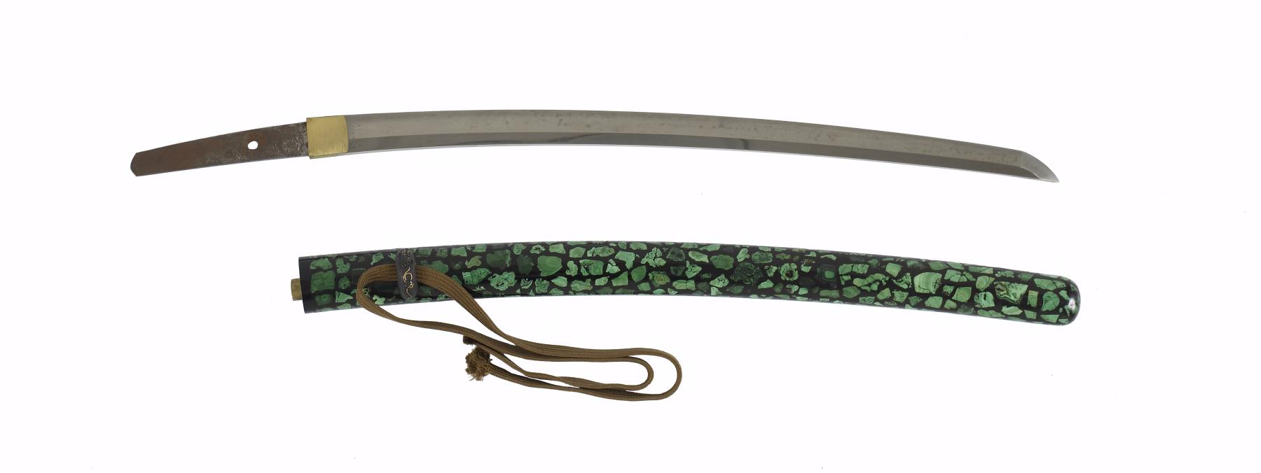 Image for Short sword (wakizashi) with black lacquer saya with malachite inlay (includes 51.1252.1-51.1252.4)