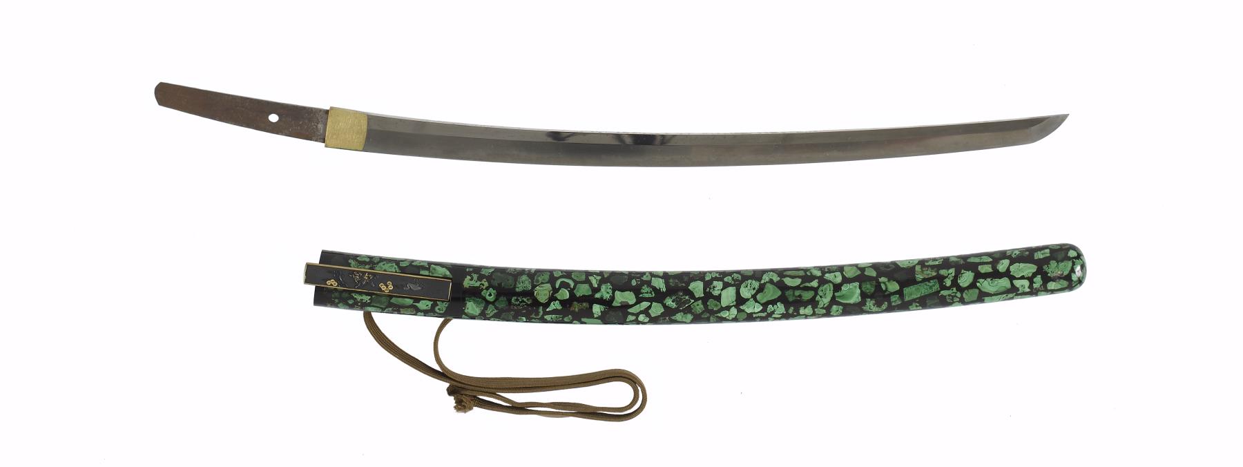 Image for Short sword (wakizashi) with black lacquer saya with malachite inlay (includes 51.1252.1-51.1252.4)