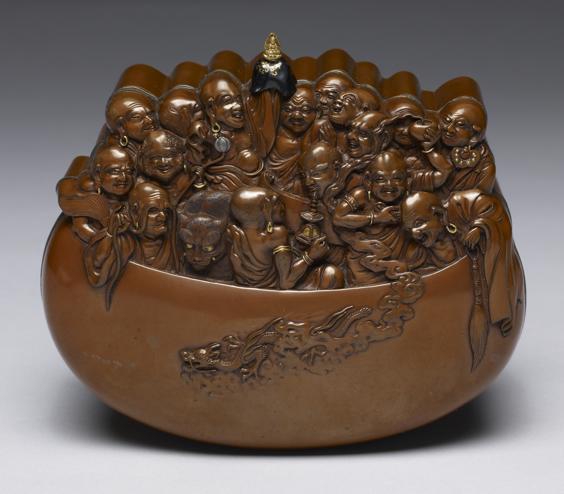 Image for Box in the Shape of Sixteen Arhats in a Begging Bow