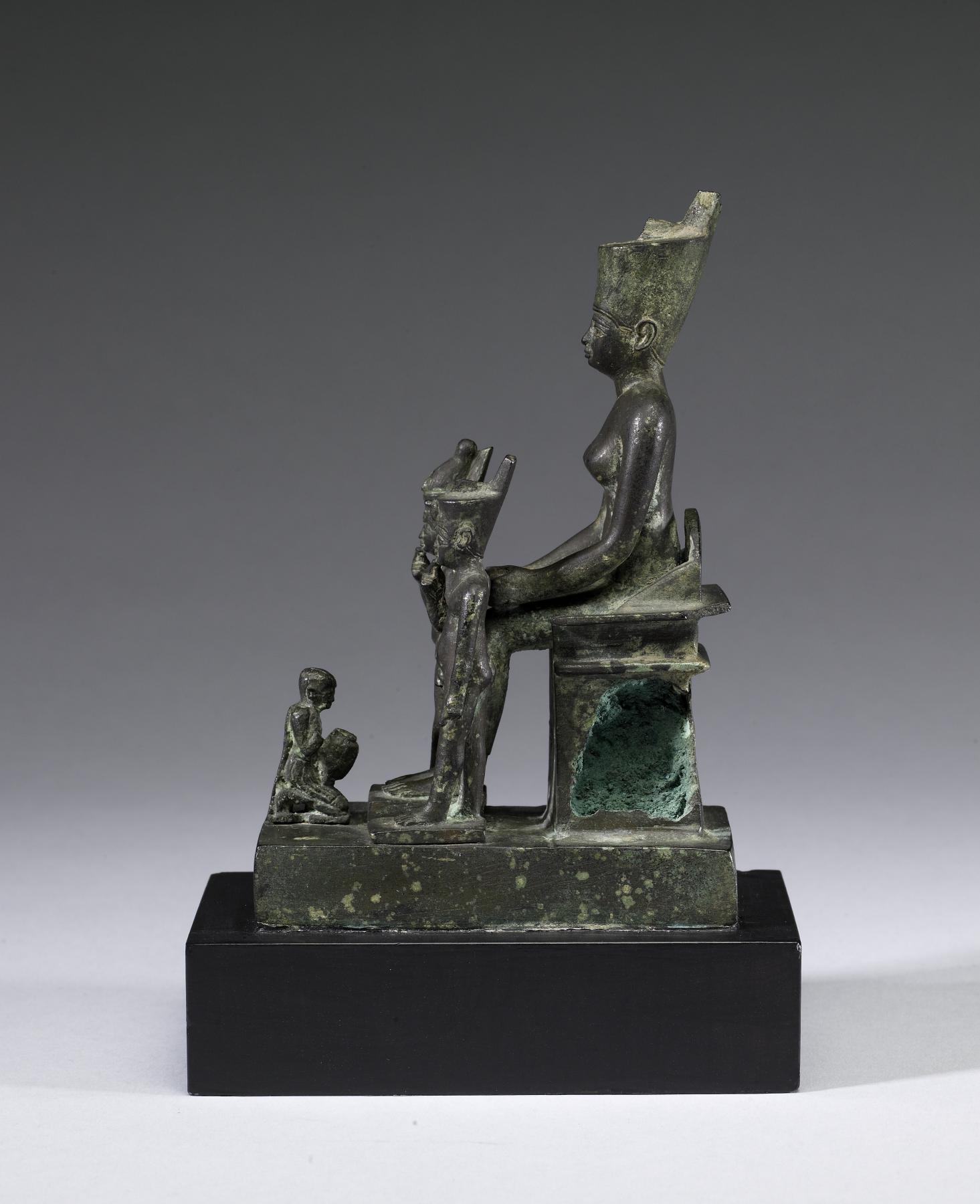 Image for Figure Ensemble of the Goddess Neith with Horus the Child (twice) and a Worshiper