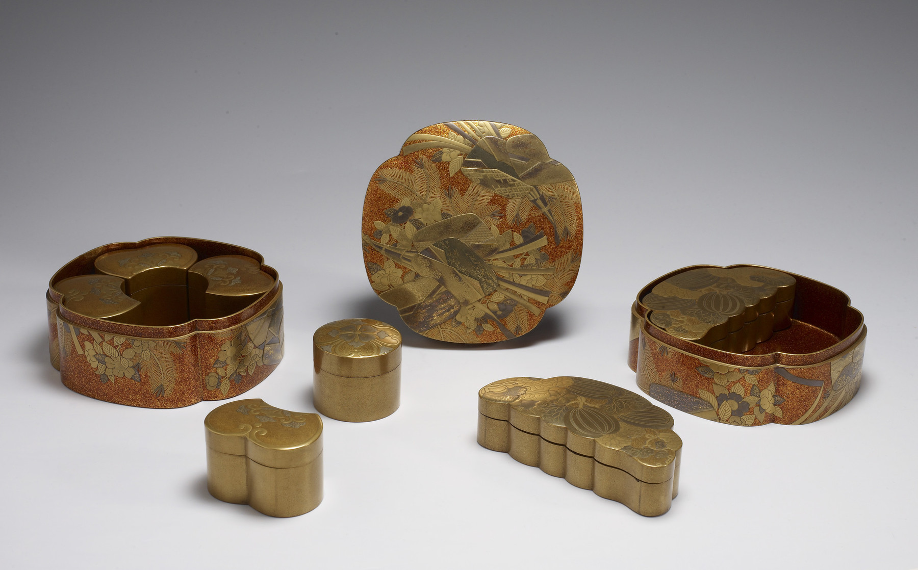 Image for Box for incense game /ko-ju-bako; Folded sheets of ornamental paper/floral