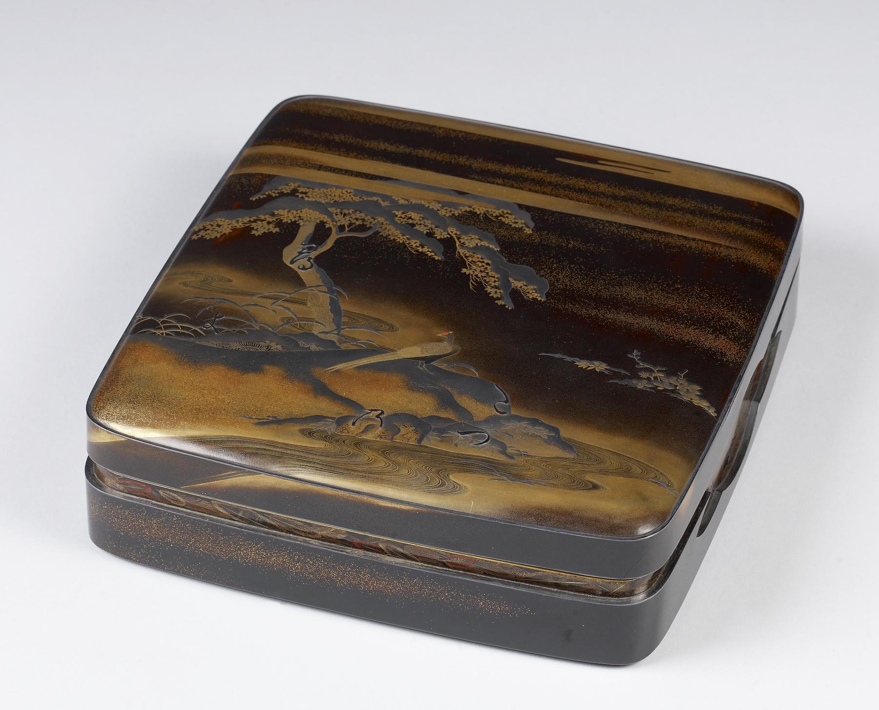 Image for Writing Box and Implements (suzuri bako) with a Pheasant Beside a Stream