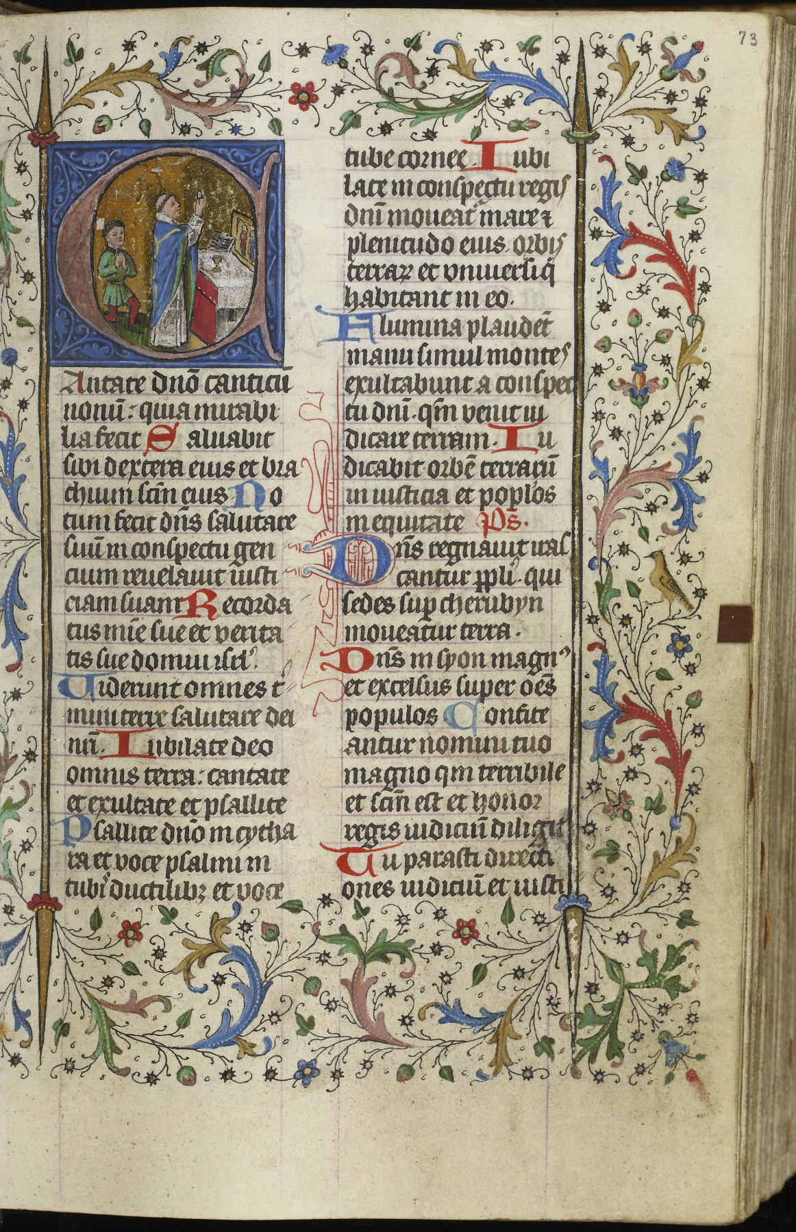 Image for Leaf from Breviary: Psalm 97, Initial C with Elevation of the Host and a Man Kneeling