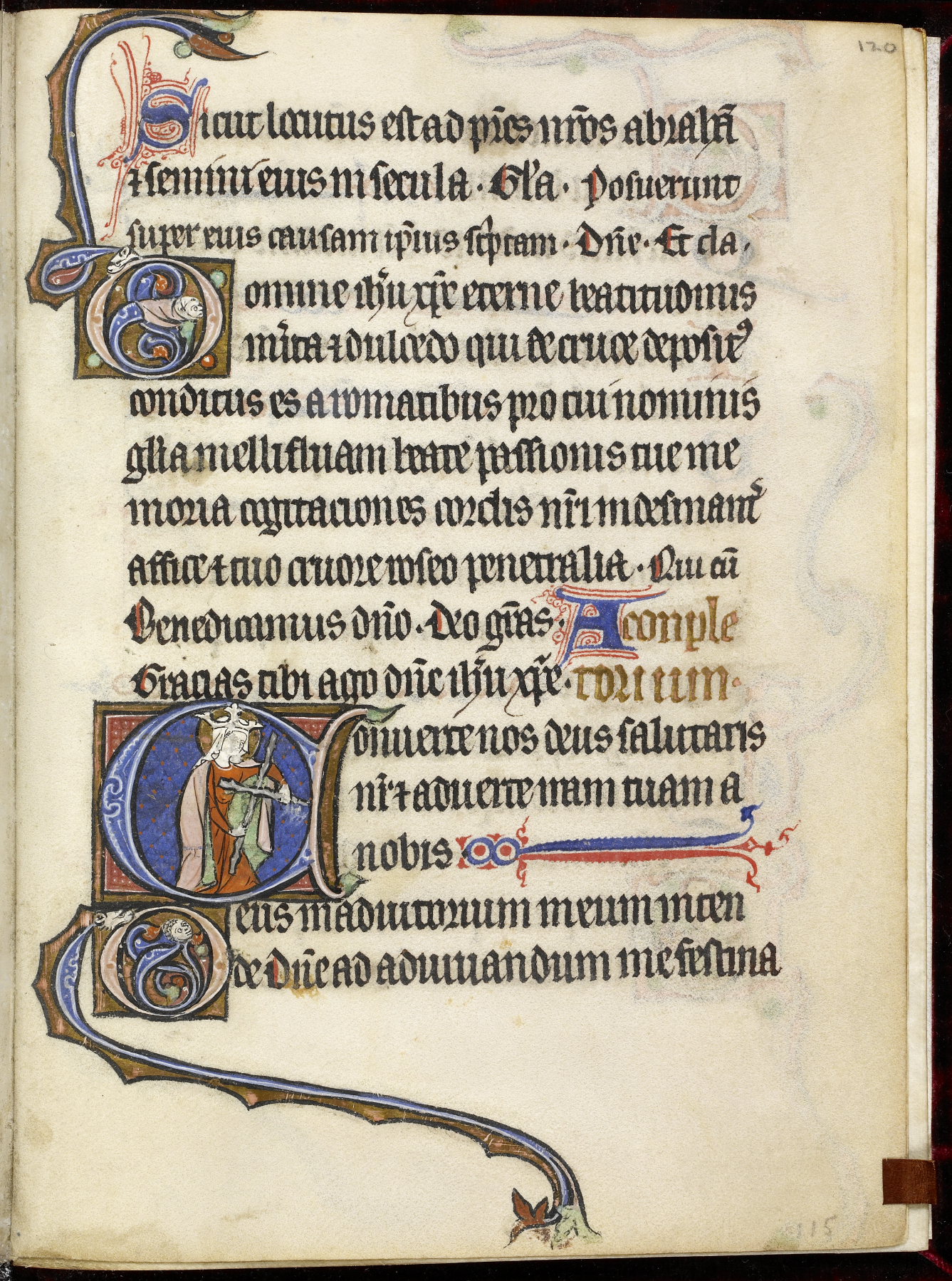 Image for Initial C with Queen of Sheba Making Sign of Cross with Two Knobbed Sticks