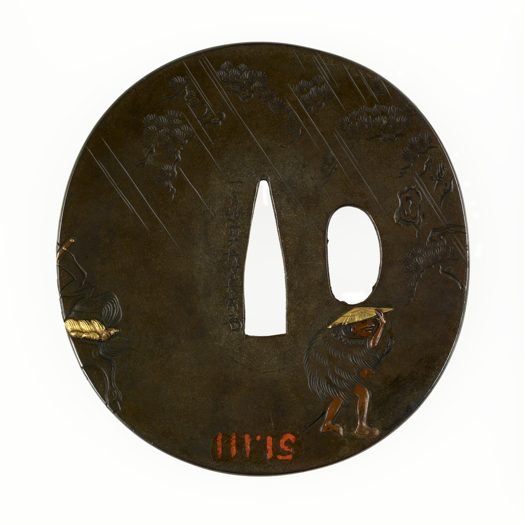 Image for Tsuba with Mounted Warrior in the Rain