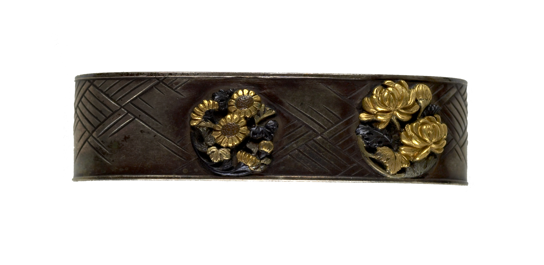 Image for Fuchi with Chrysanthemums and Basket Weave