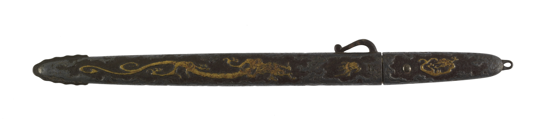 Image for Kozuka mounted as a knife with dragon and cloud designs