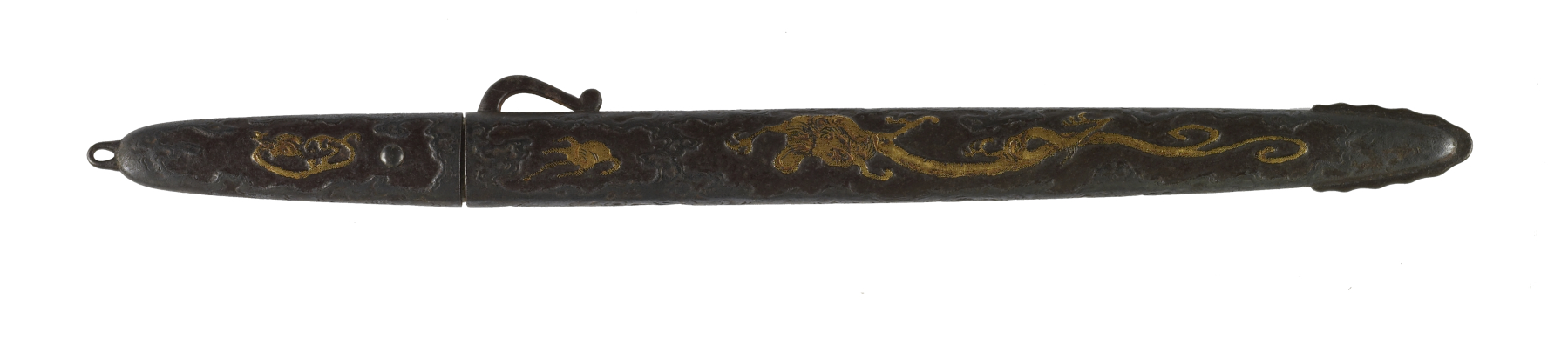Image for Kozuka mounted as a knife with dragon and cloud designs
