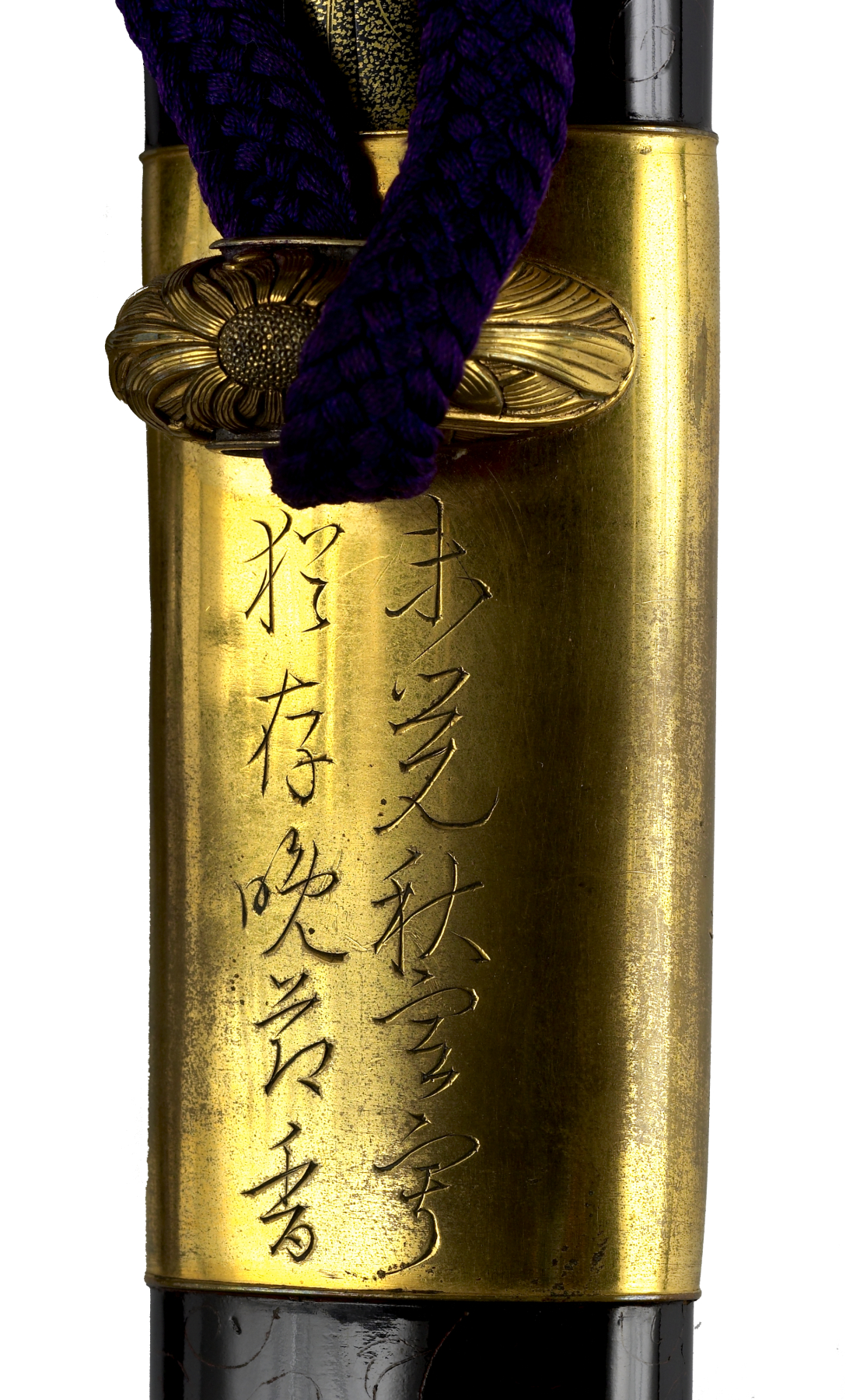 Image for Dagger (aikuchi) with dark brown saya, gold chrysanthemums (includes 51.1203.1-51.1203.2)
