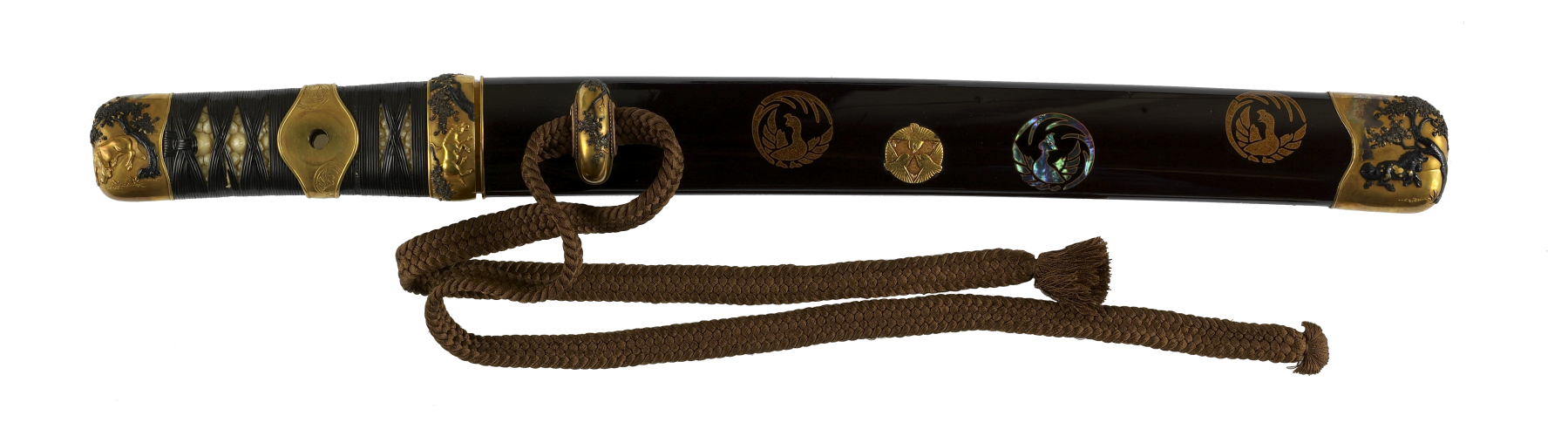 Image for Dagger (aikuchi) with dark brown lacquer saya with phoenix medalion (includes 51.1287.1-51.1287.2)