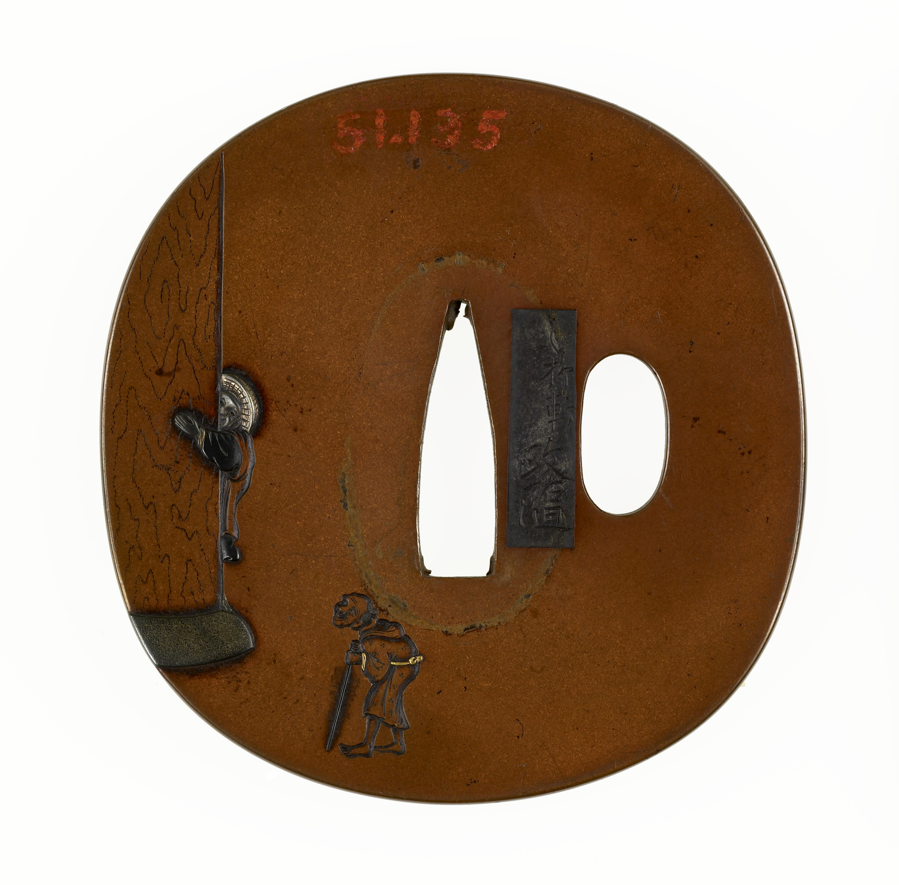 Image for Tsuba with a Gate Guardian at a Temple