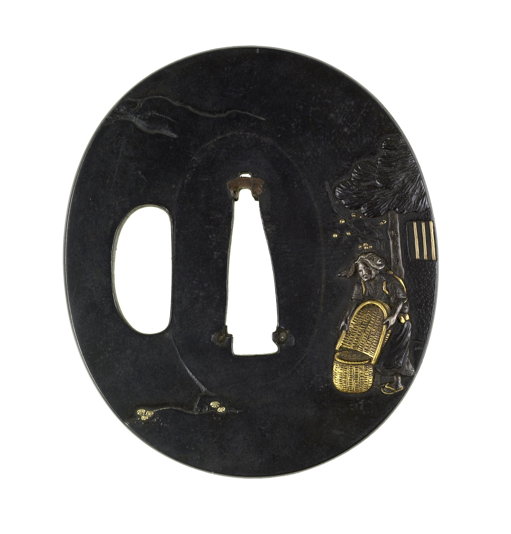 Image for Tsuba witha  Peasant Woman with Panier