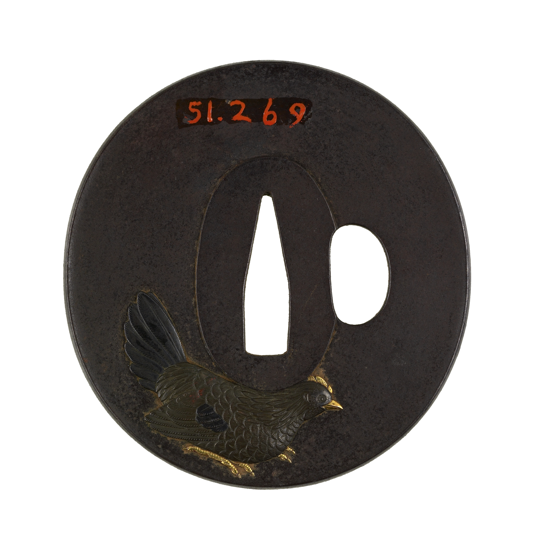 Image for Tsuba with Rooster, Hen and Chicks