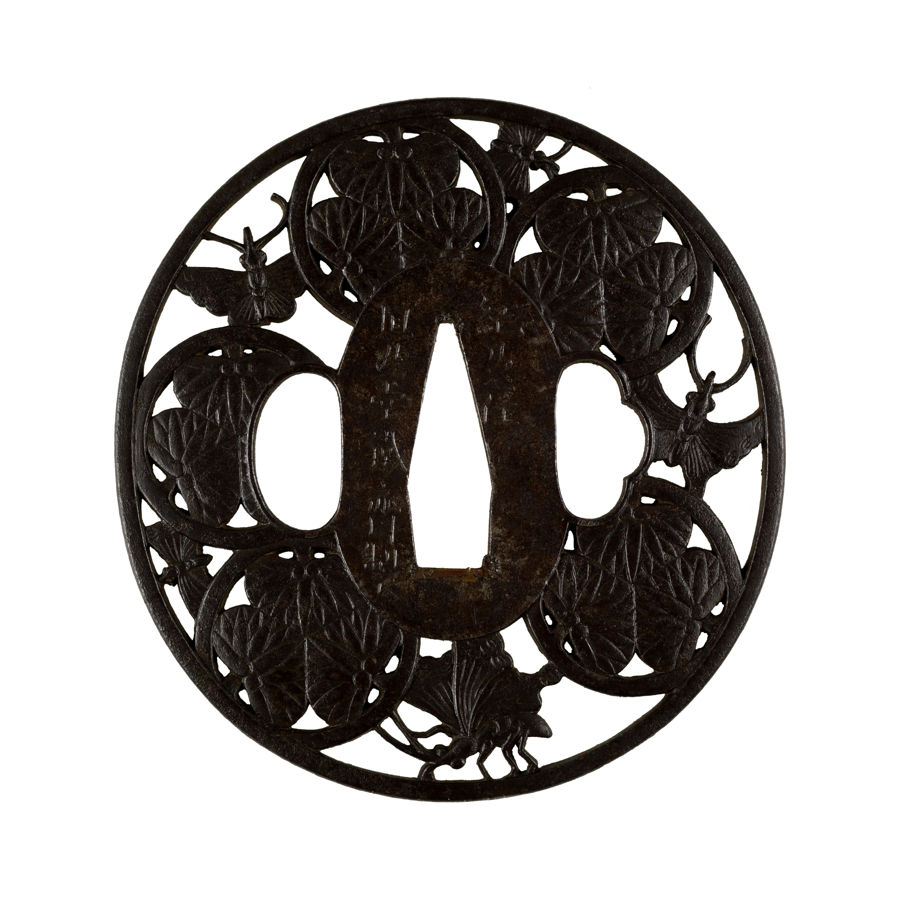 Image for Tsuba with Hollyhock Crests ("Aoi mon")