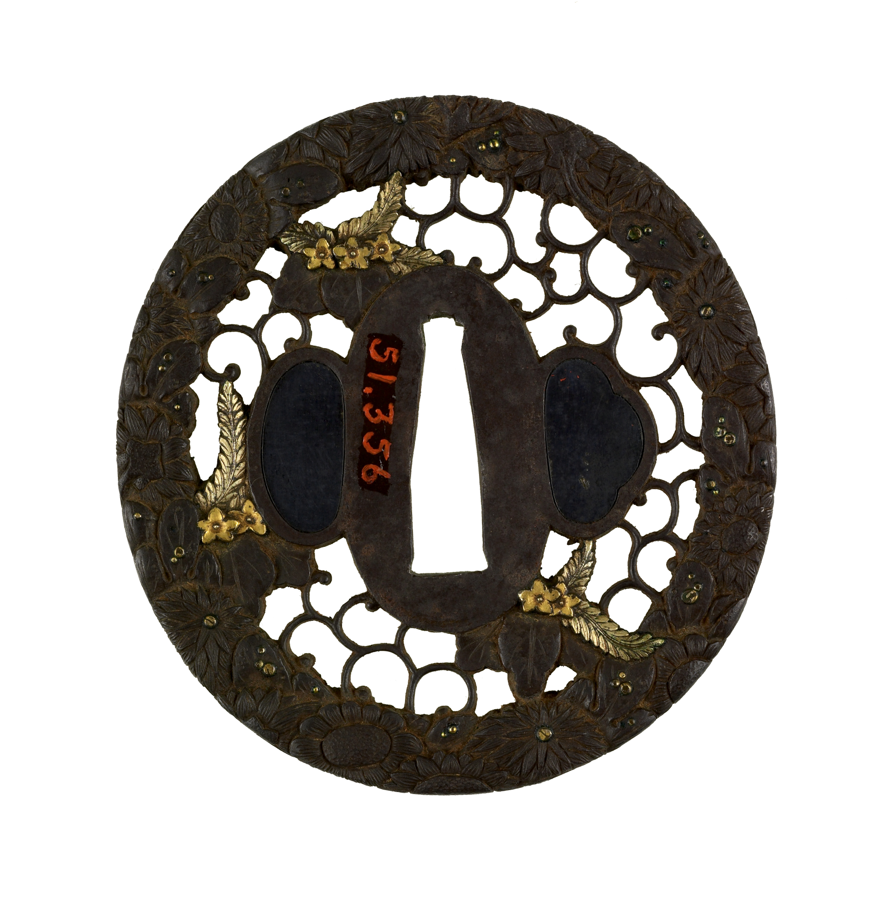 Image for Tsuba with Chrysanthemums and Paulownia