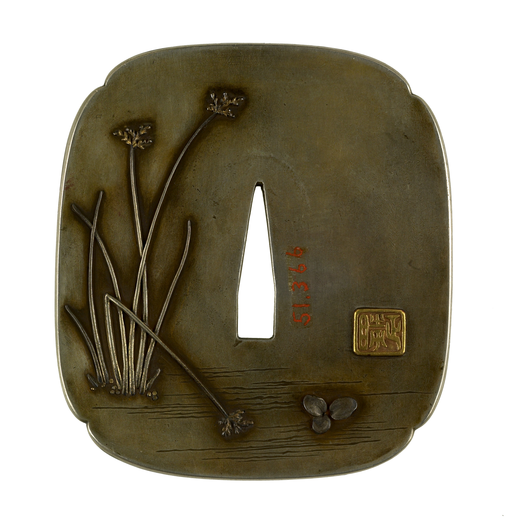 Image for Tsuba with a Heron and Lotus in a Stream
