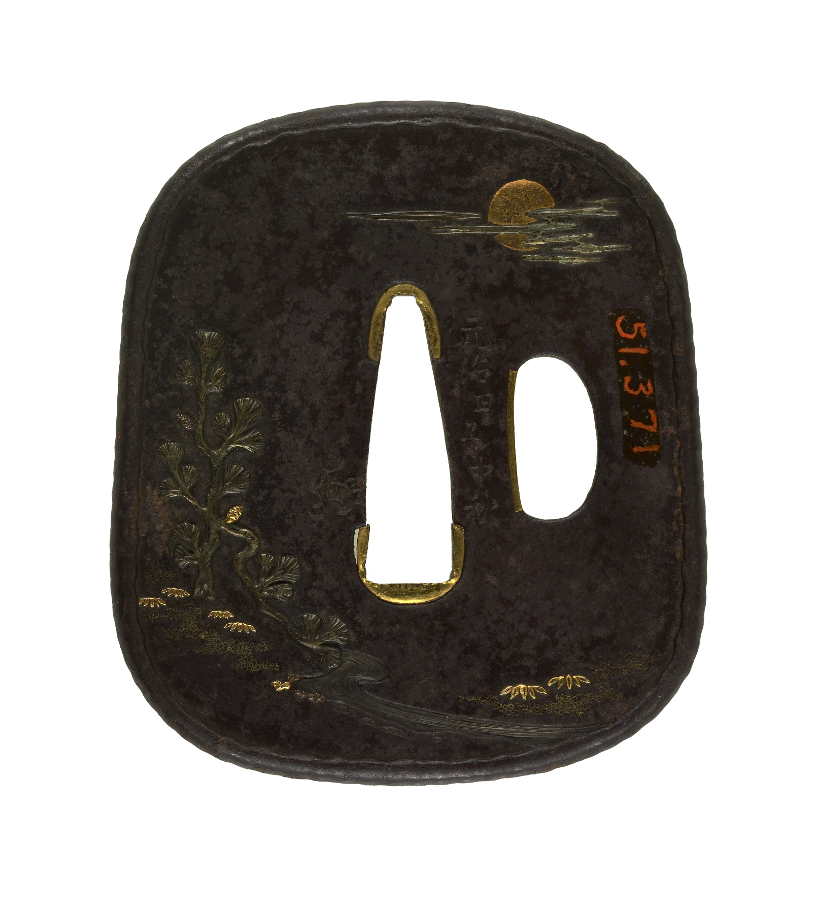 Image for Tsuba with Stone Rabbit with a Blossoming Plum Branch