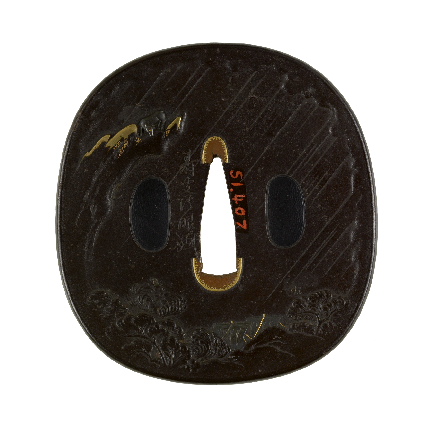 Image for Tsuba with Deer Caught in a Storm