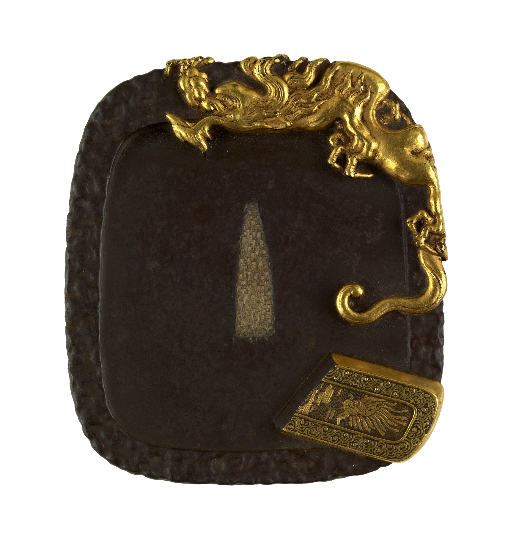 Image for Tsuba in the Shape of an Inkstone with Inkstick