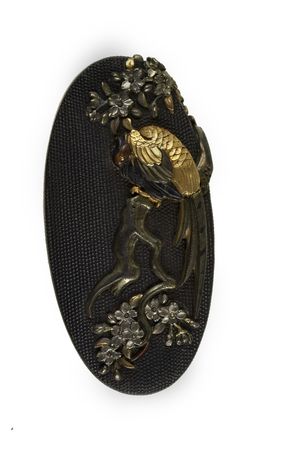 Image for Kashira with a Pheasant on a Blossoming Cherry Tree Branch